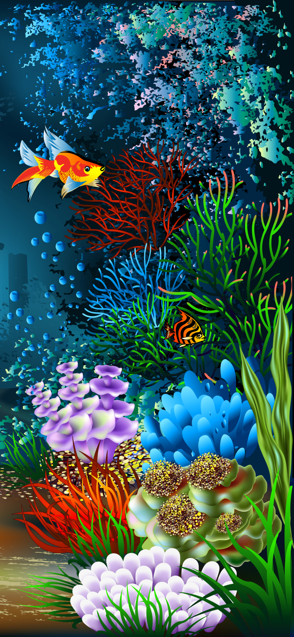 Descarga gratuita de fondo de pantalla para móvil de Coral, Artístico, Submarino, Pez.