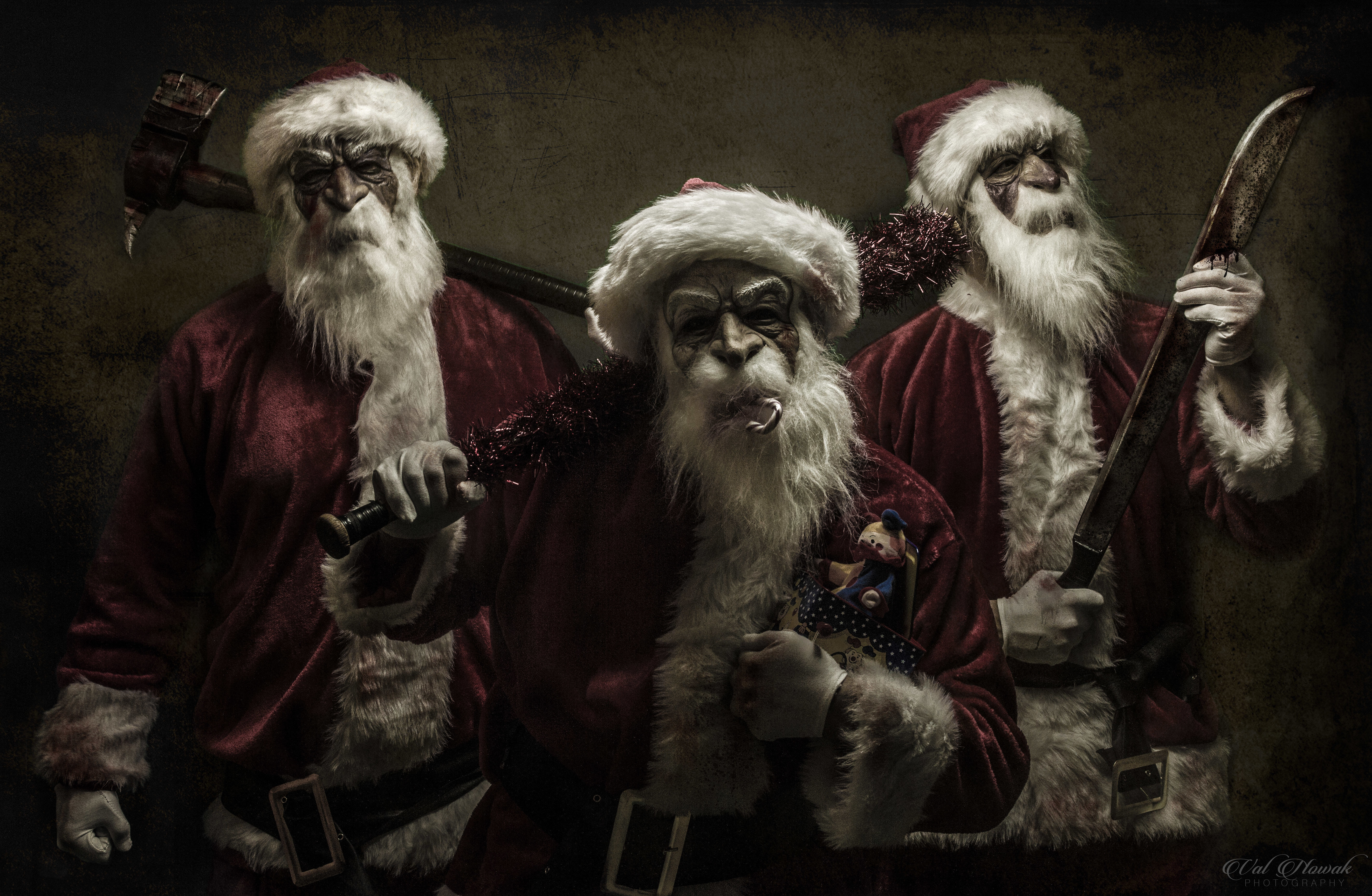 holiday, christmas, axe, creepy, dark, santa