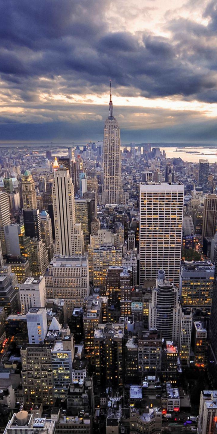 無料モバイル壁紙風景, 都市, 街, 超高層ビル, 建物, ニューヨーク, スカイライン, マンメイド, クラウドをダウンロードします。