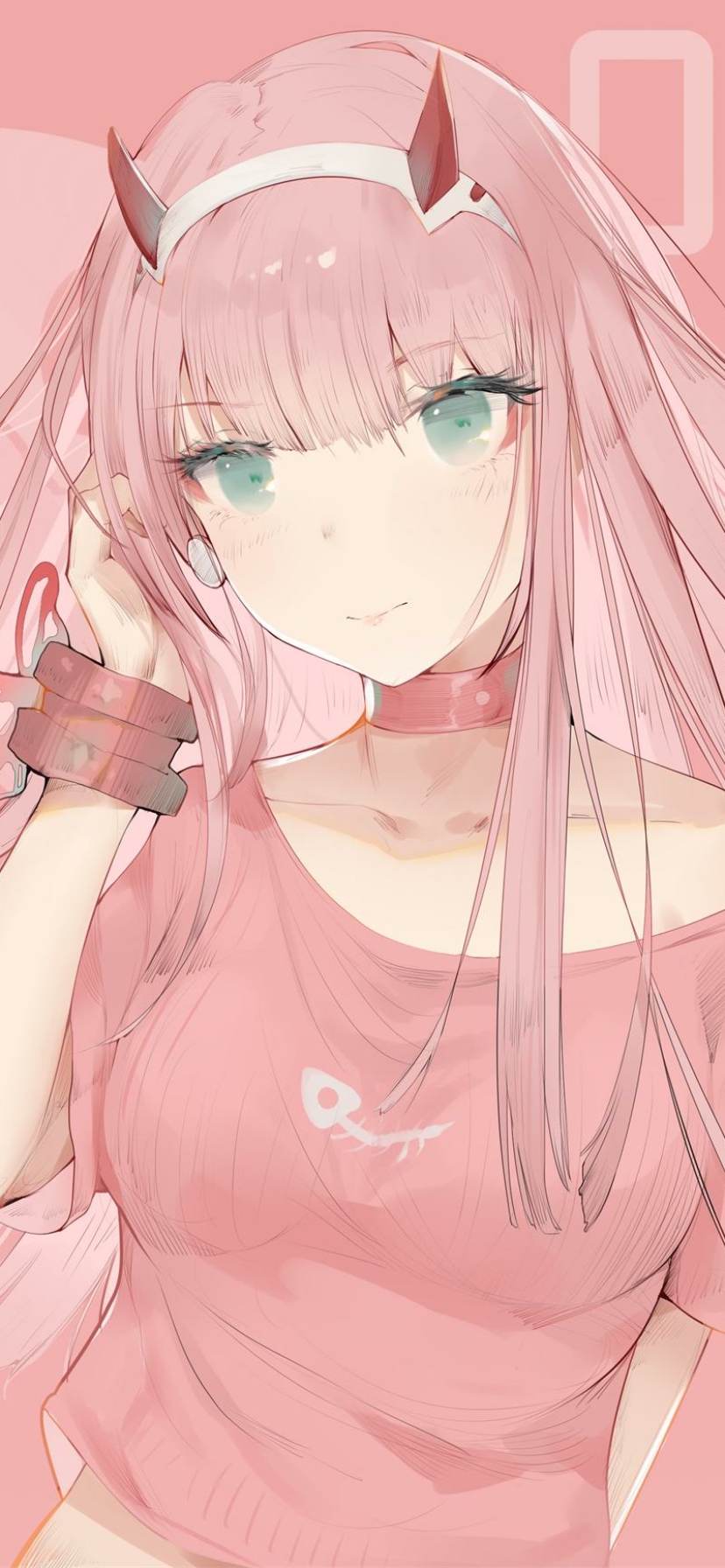 Download mobile wallpaper Anime, Horns, Pink Hair, Long Hair, Darling In The Franxx, Zero Two (Darling In The Franxx) for free.