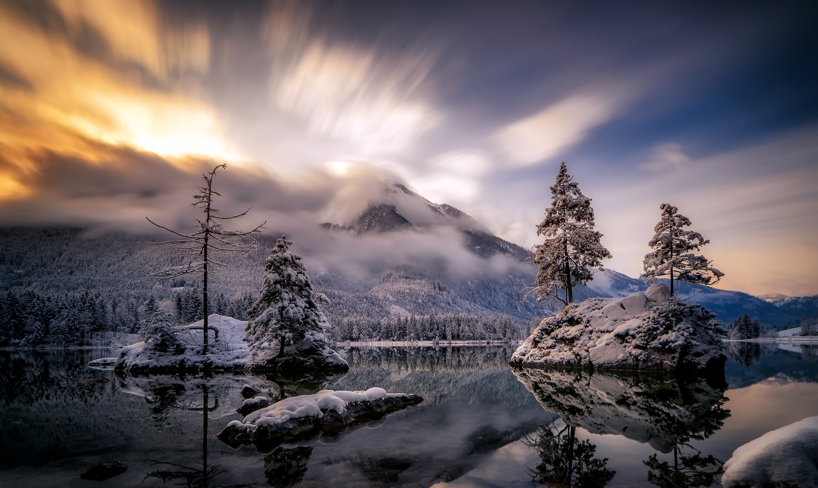 Free download wallpaper Winter, Nature, Snow, Reflection, Tree, Fog, Earth on your PC desktop