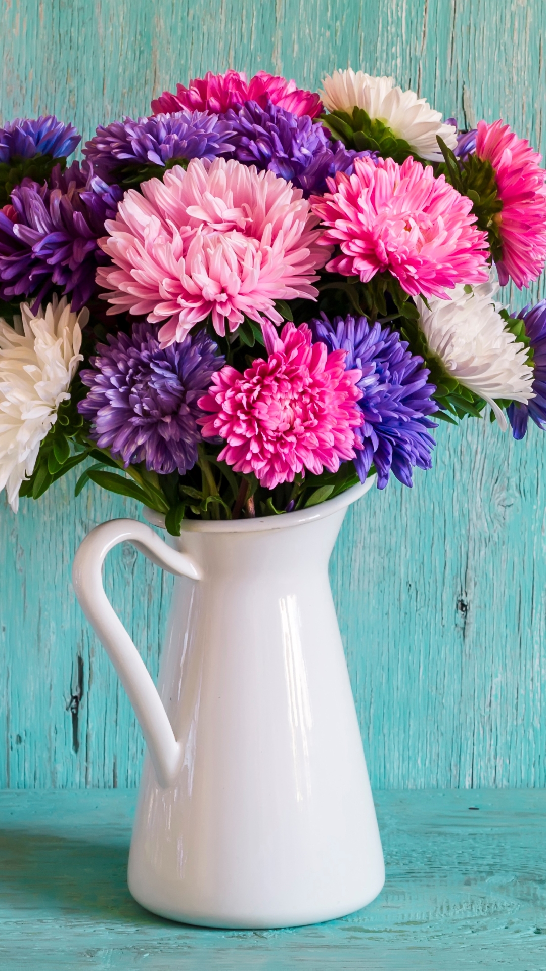 Download mobile wallpaper Still Life, Flower, Bouquet, Vase, Colorful, Daisy, Photography, Pitcher for free.
