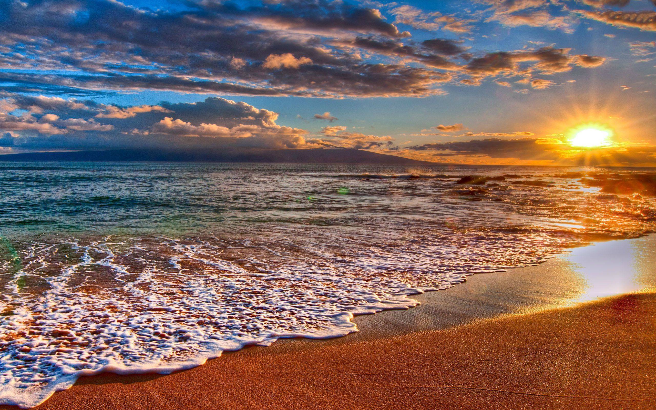 Скачать картинку Небо, Море, Солнце, Пляж, Песок, Океан, Земля/природа, Закат Солнца в телефон бесплатно.
