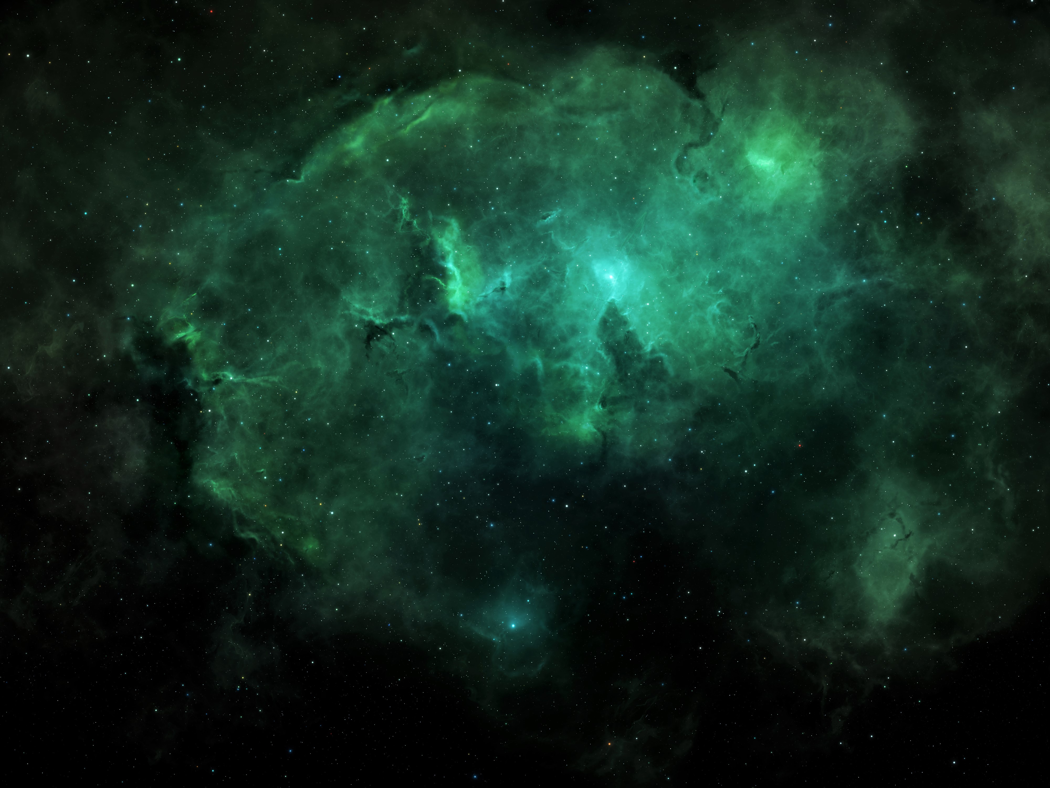 Скачать картинку Космос, Звезды, Туманность, Зеленый, Научная Фантастика в телефон бесплатно.