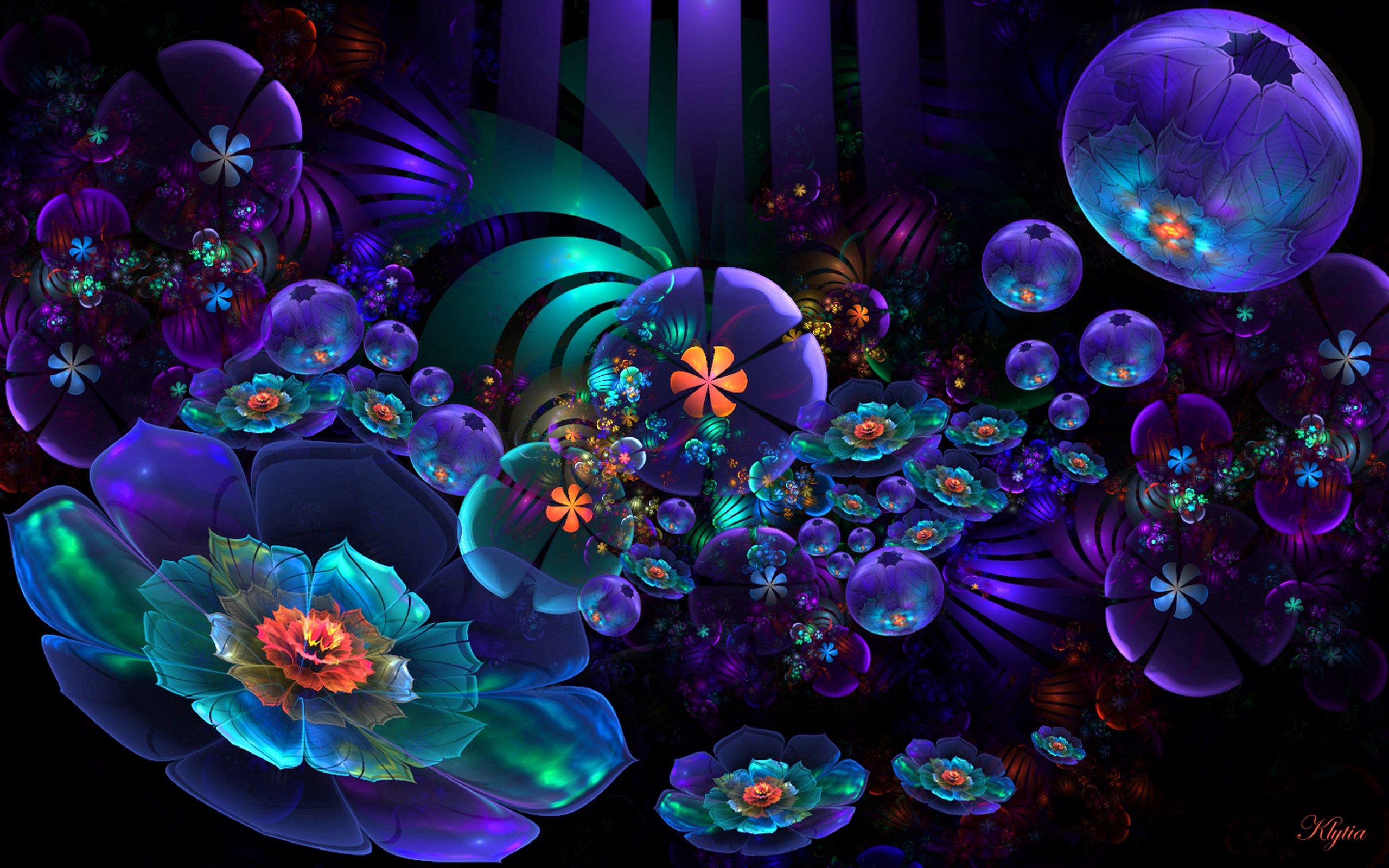 android fractal, shine, abstract, dark, flowers, light, shroud