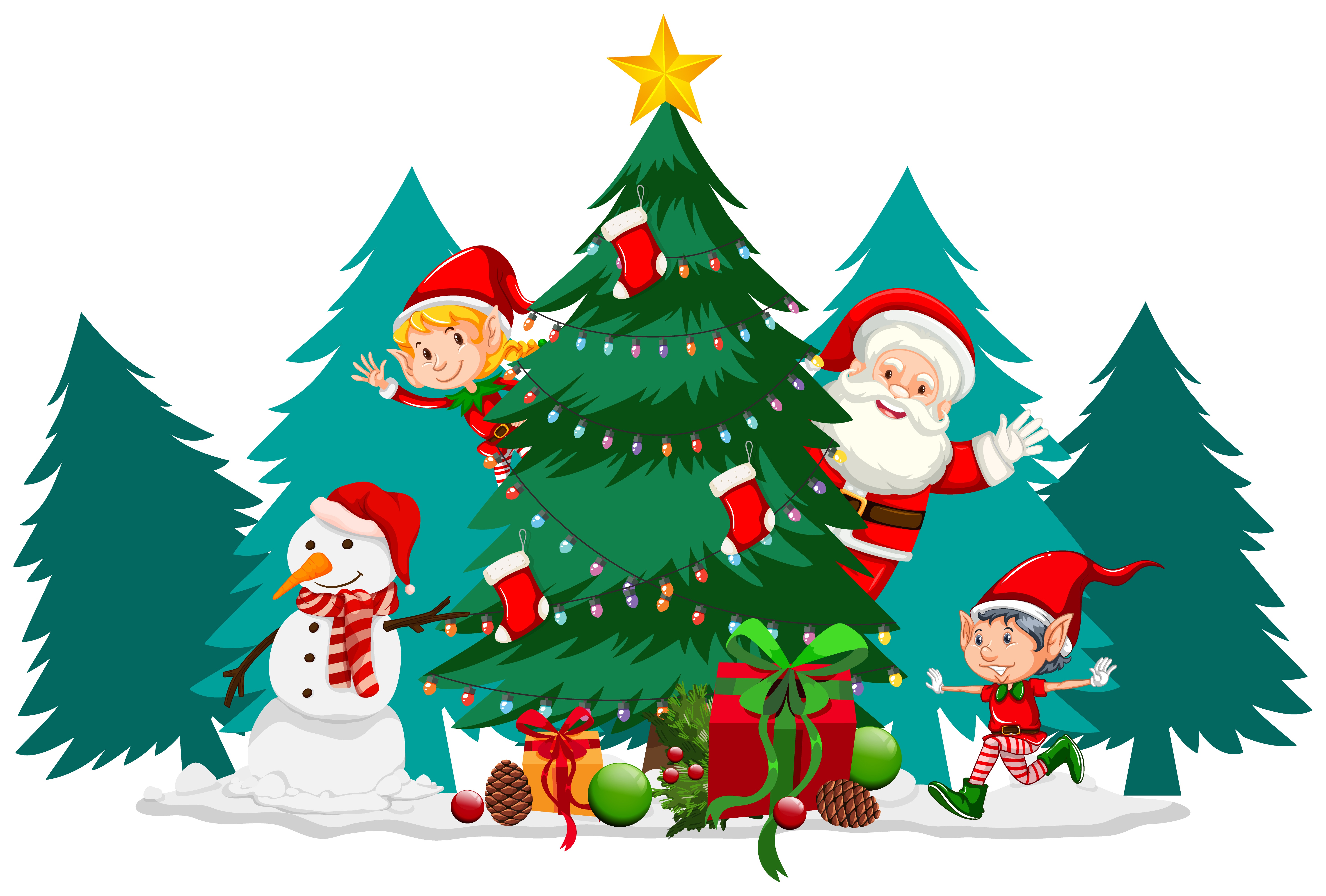 Téléchargez des papiers peints mobile Père Noël, Noël, Vacances, Bonhomme De Neige, Elfe gratuitement.