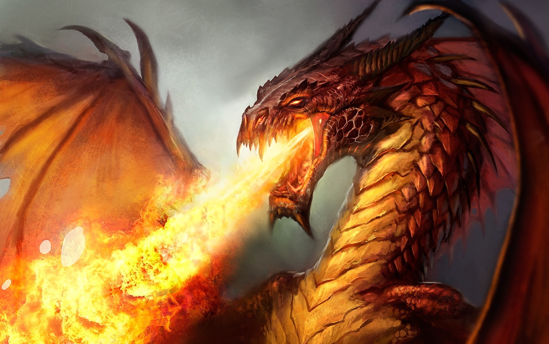 Free download wallpaper Fantasy, Fire, Wings, Dragon, Orange (Color) on your PC desktop