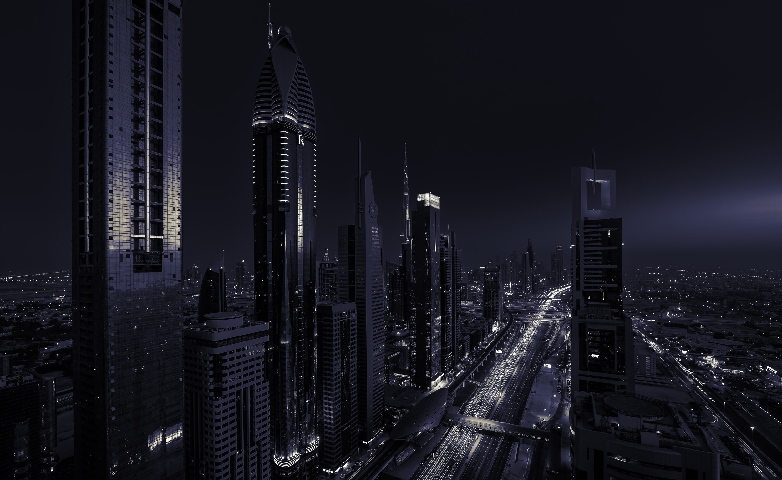Téléchargez des papiers peints mobile Villes, Nuit, Ville, Gratte Ciel, Bâtiment, Dubai, Émirats Arabes Unis, Construction Humaine gratuitement.