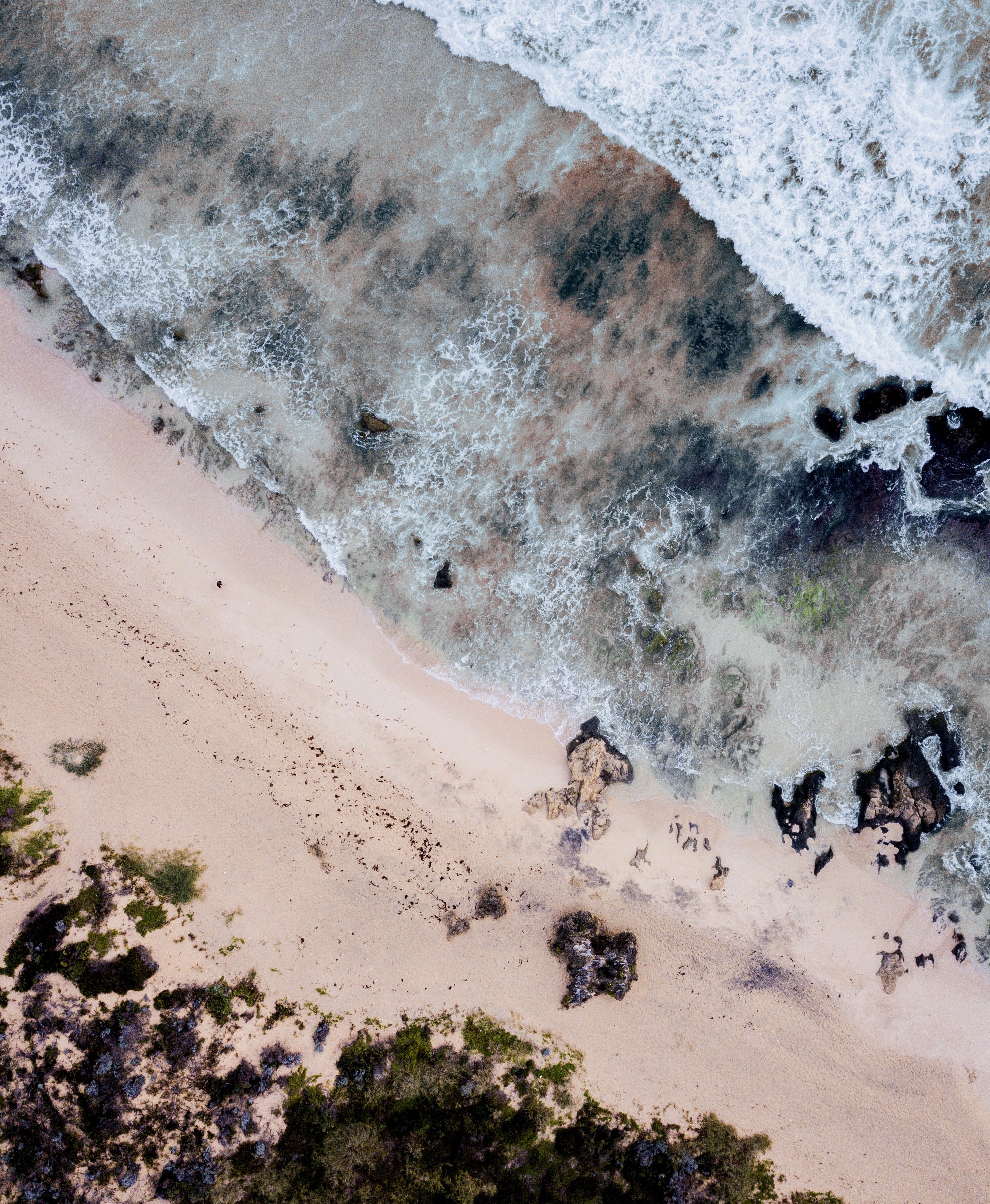 Laden Sie das Sea, Sand, Natur, Blick Von Oben, Waves, Strand-Bild kostenlos auf Ihren PC-Desktop herunter