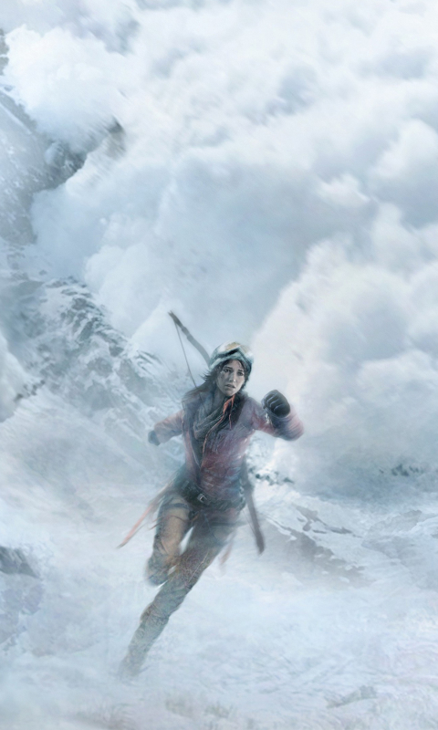 Handy-Wallpaper Schnee, Tomb Raider, Berg, Gebirge, Lawine, Computerspiele, Lara Croft, Rise Of The Tomb Raider kostenlos herunterladen.