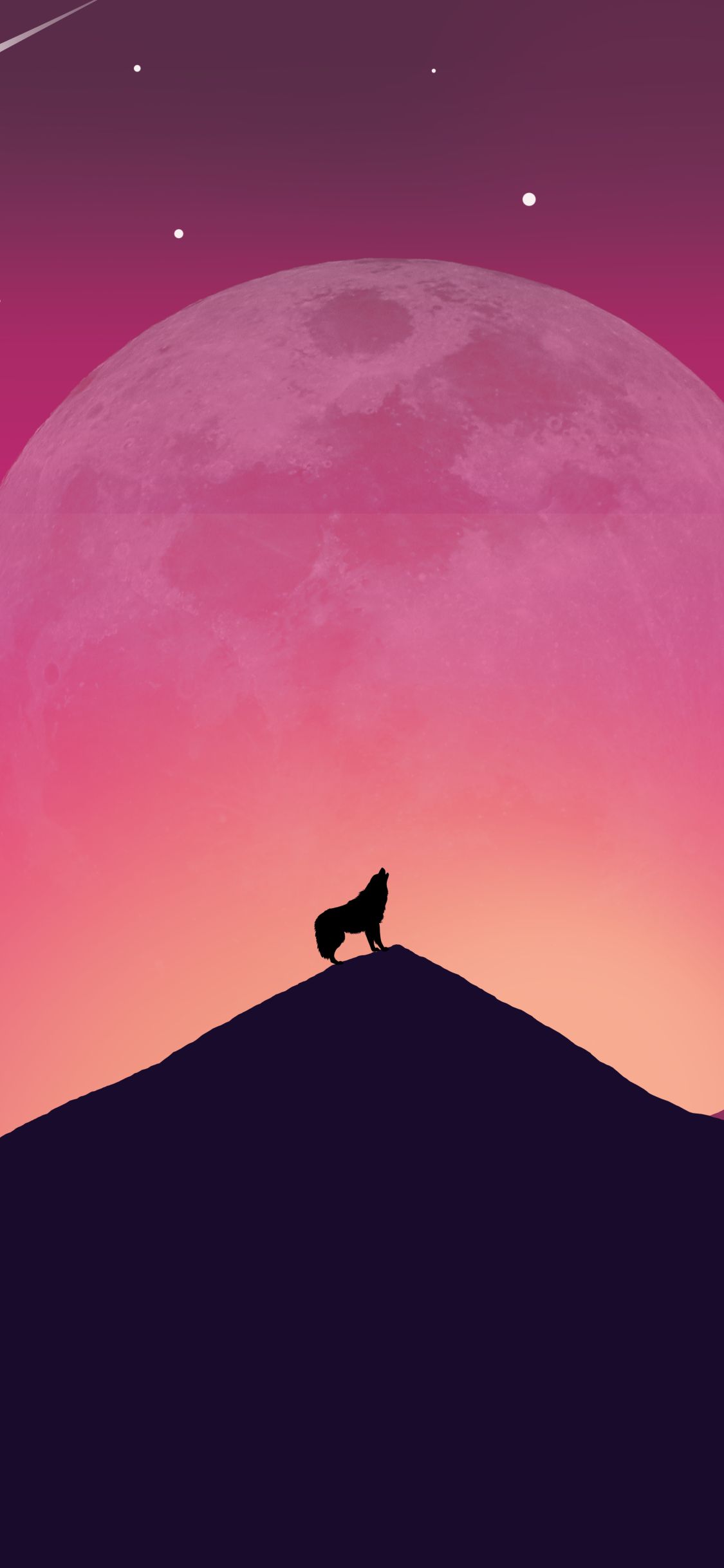 Download mobile wallpaper Landscape, Night, Moon, Mountain, Wolf, Artistic for free.