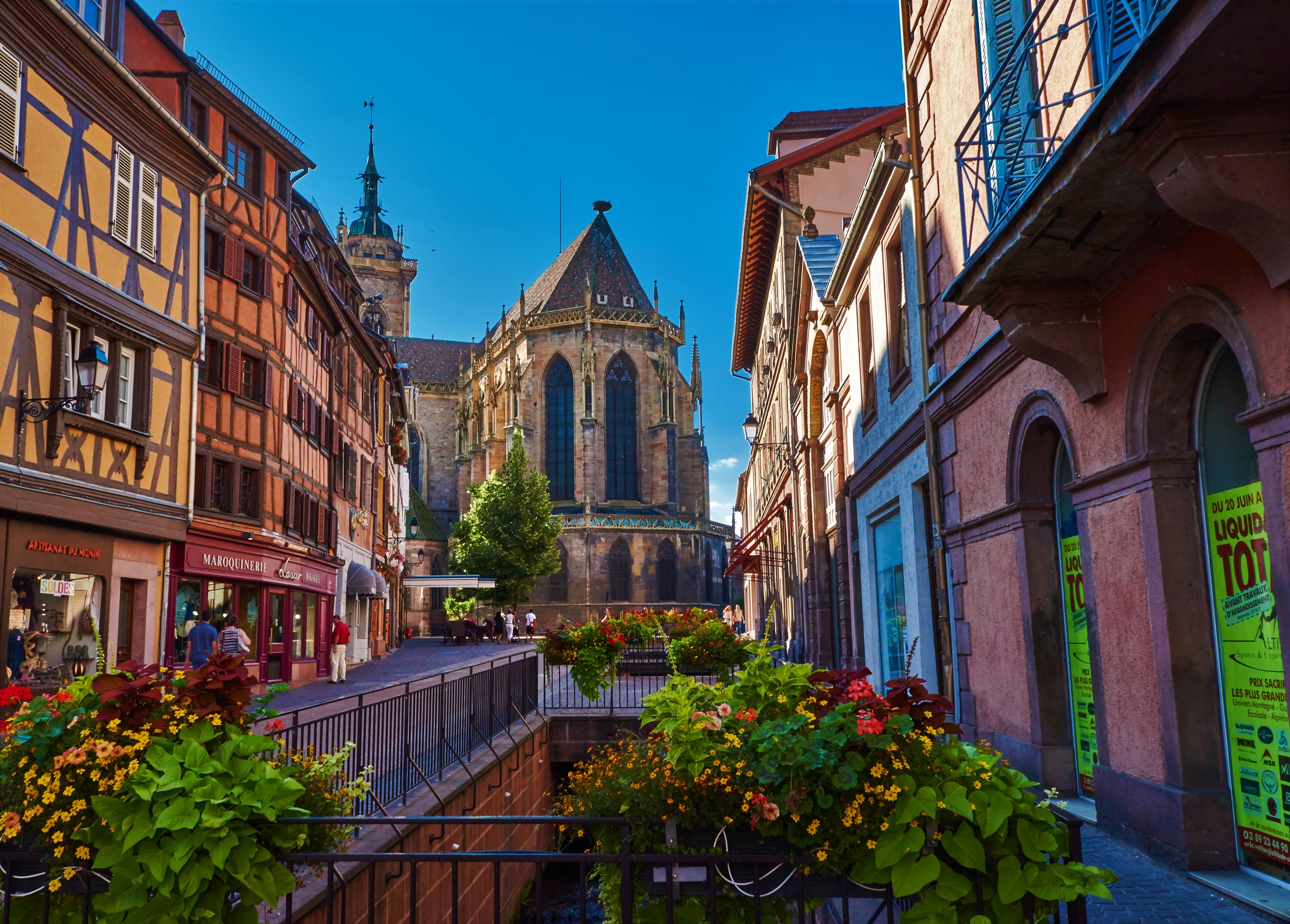 street, man made, colmar, architecture, building, france, town, towns