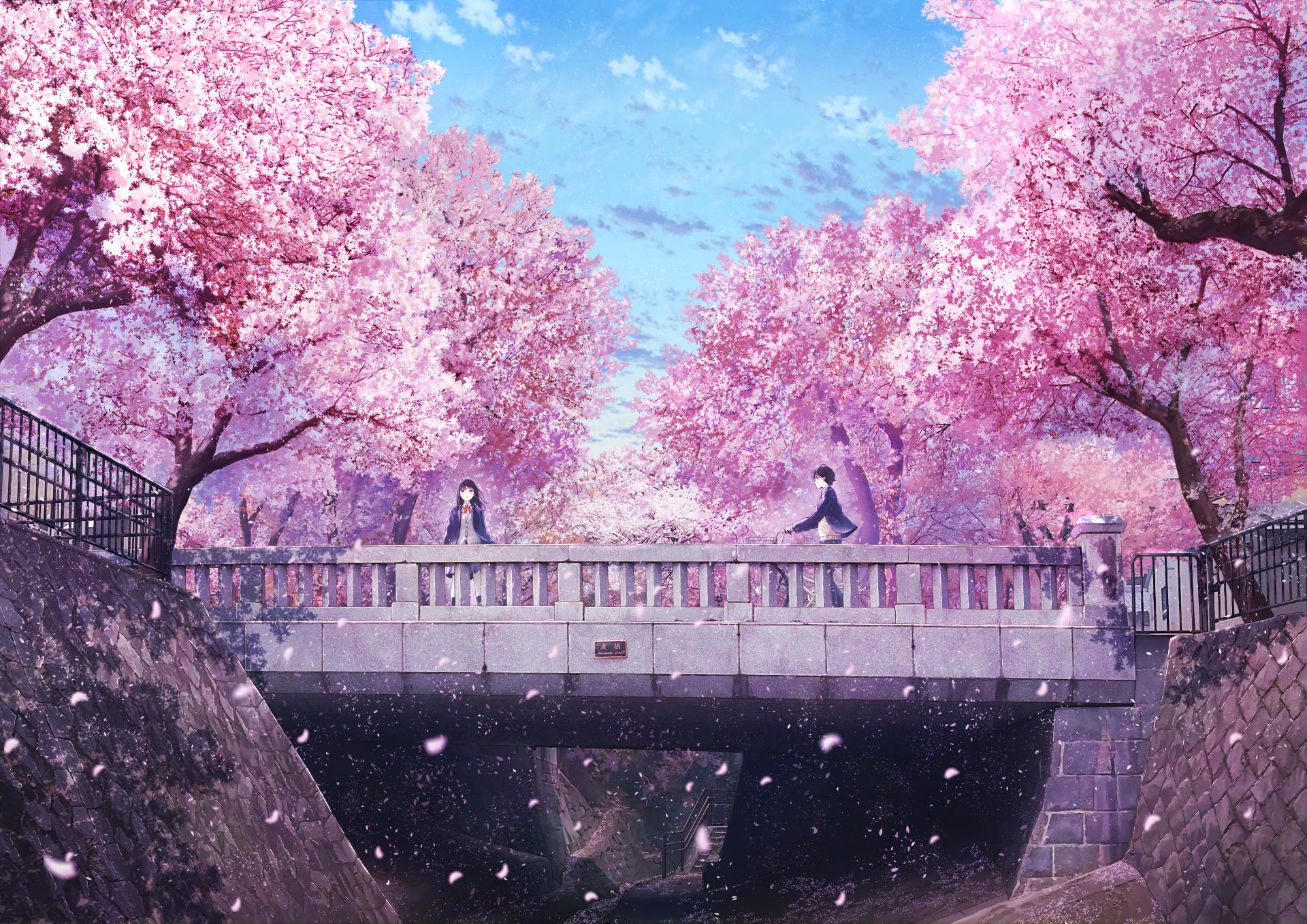 Handy-Wallpaper Liebe, Sakura, Blume, Animes kostenlos herunterladen.