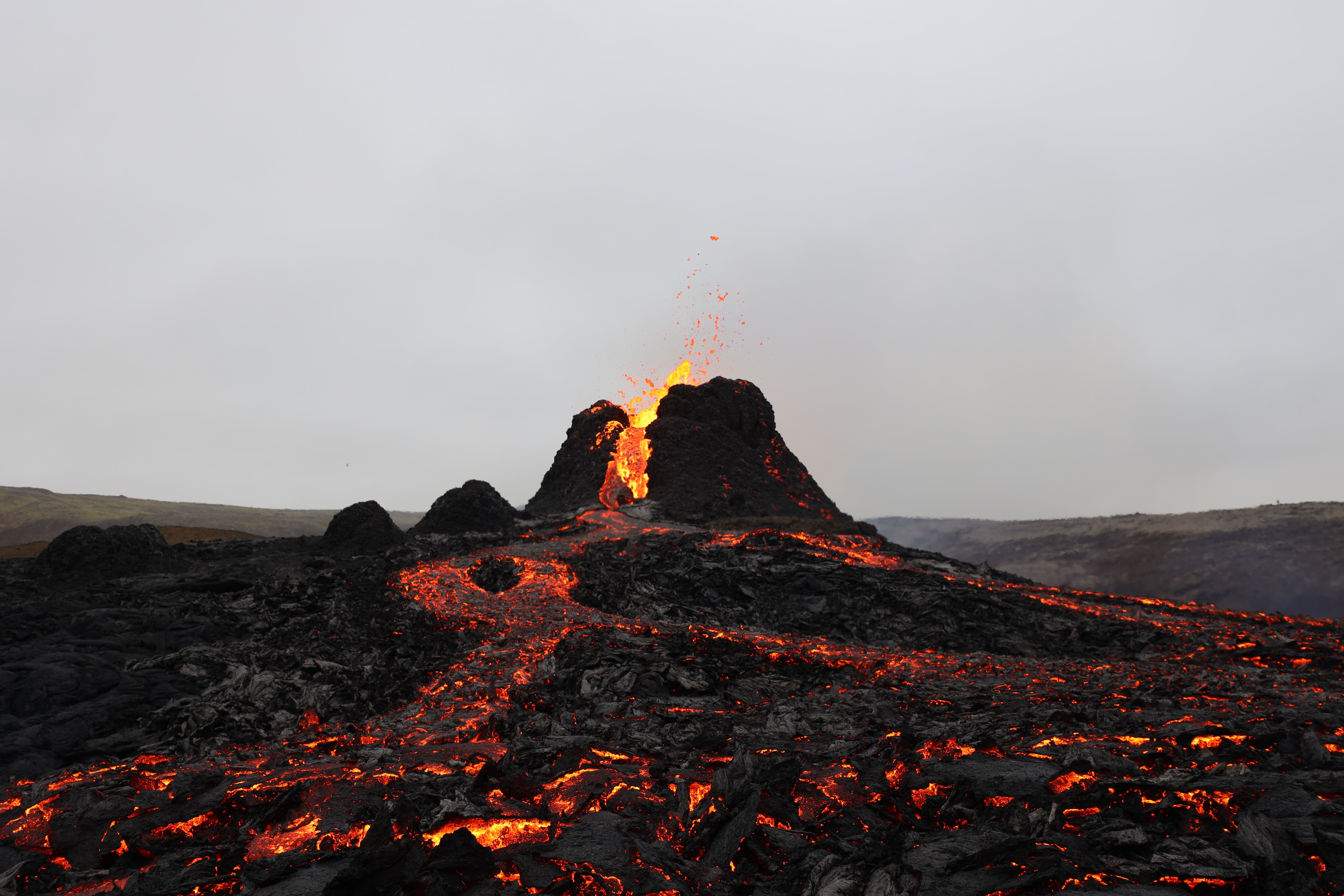 volcano, hot, eruption, nature, spray, lava
