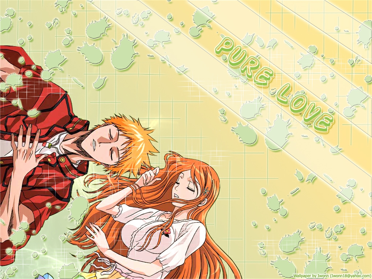 Handy-Wallpaper Bleach, Animes, Ichigo Kurosaki, Orihime Inoue kostenlos herunterladen.