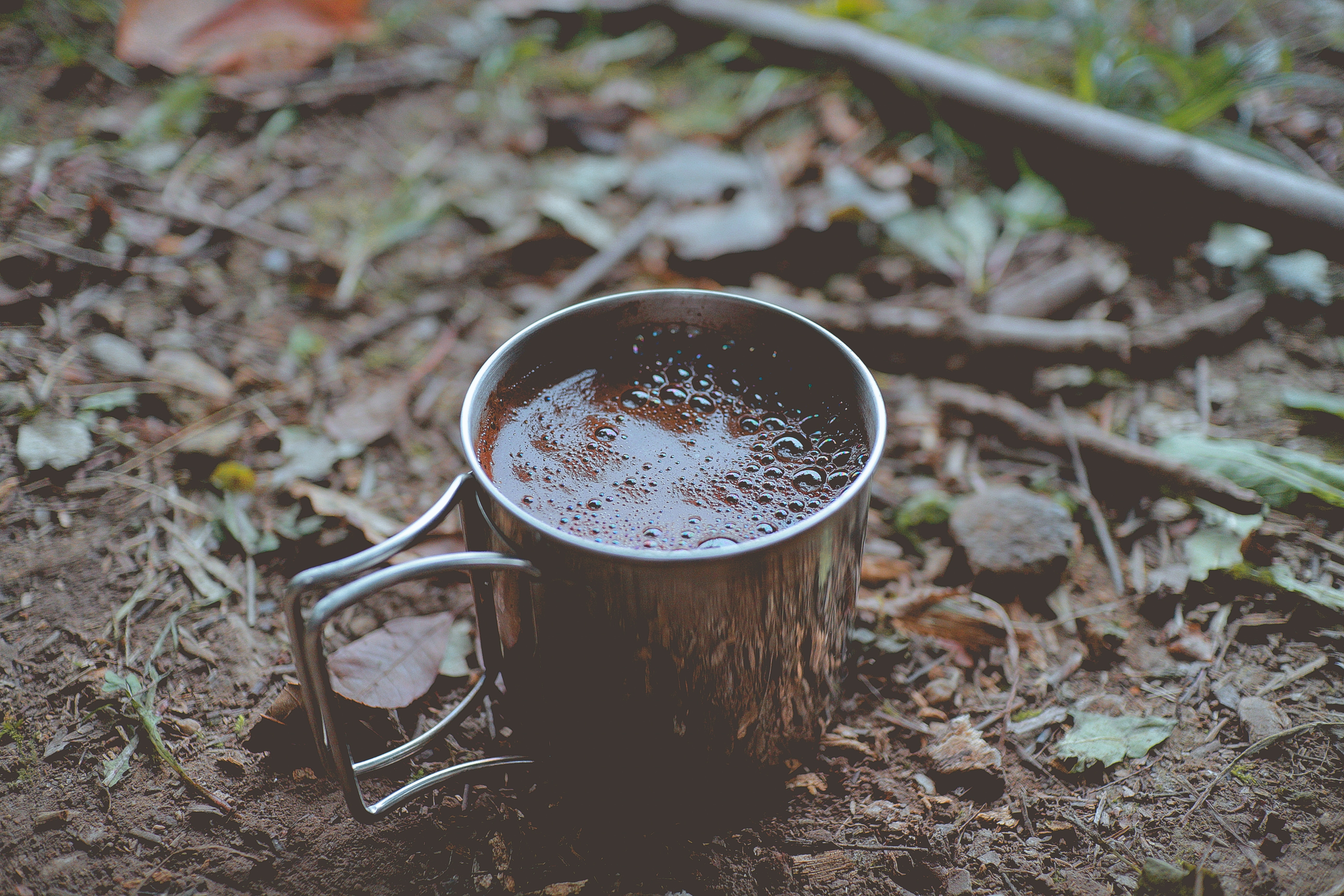 mug, food, coffee, cup, foam, foliage Full HD
