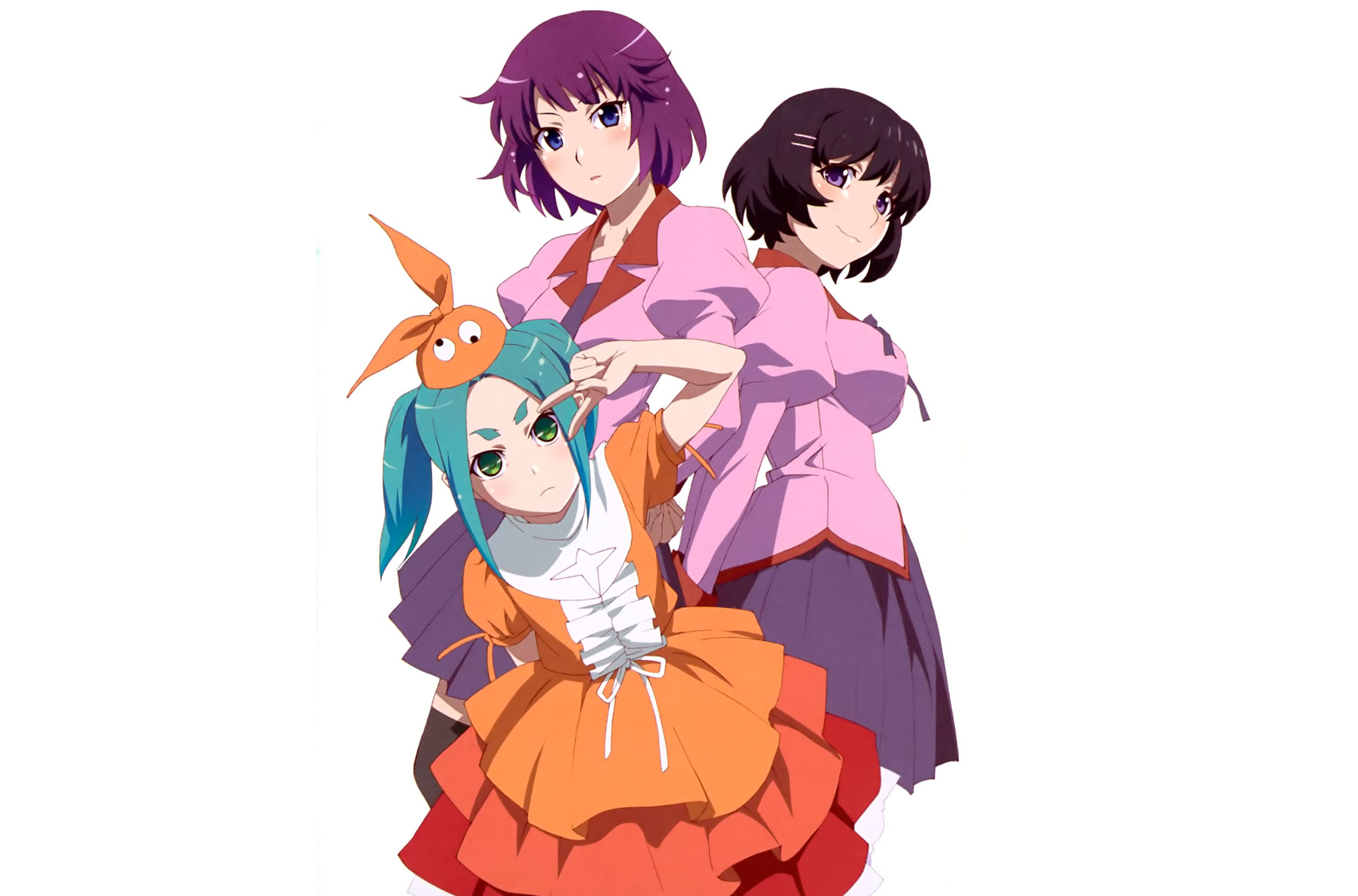 Descarga gratuita de fondo de pantalla para móvil de Animado, Monogatari (Serie), Hitagi Senjogahara, Tsubasa Hanekawa, Yotsugi Ononoki.