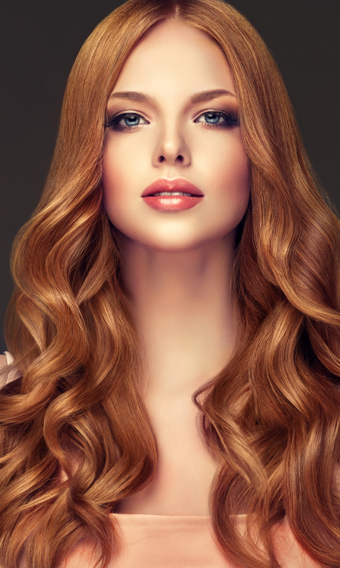 Download mobile wallpaper Redhead, Model, Women, Blue Eyes, Long Hair, Lipstick for free.