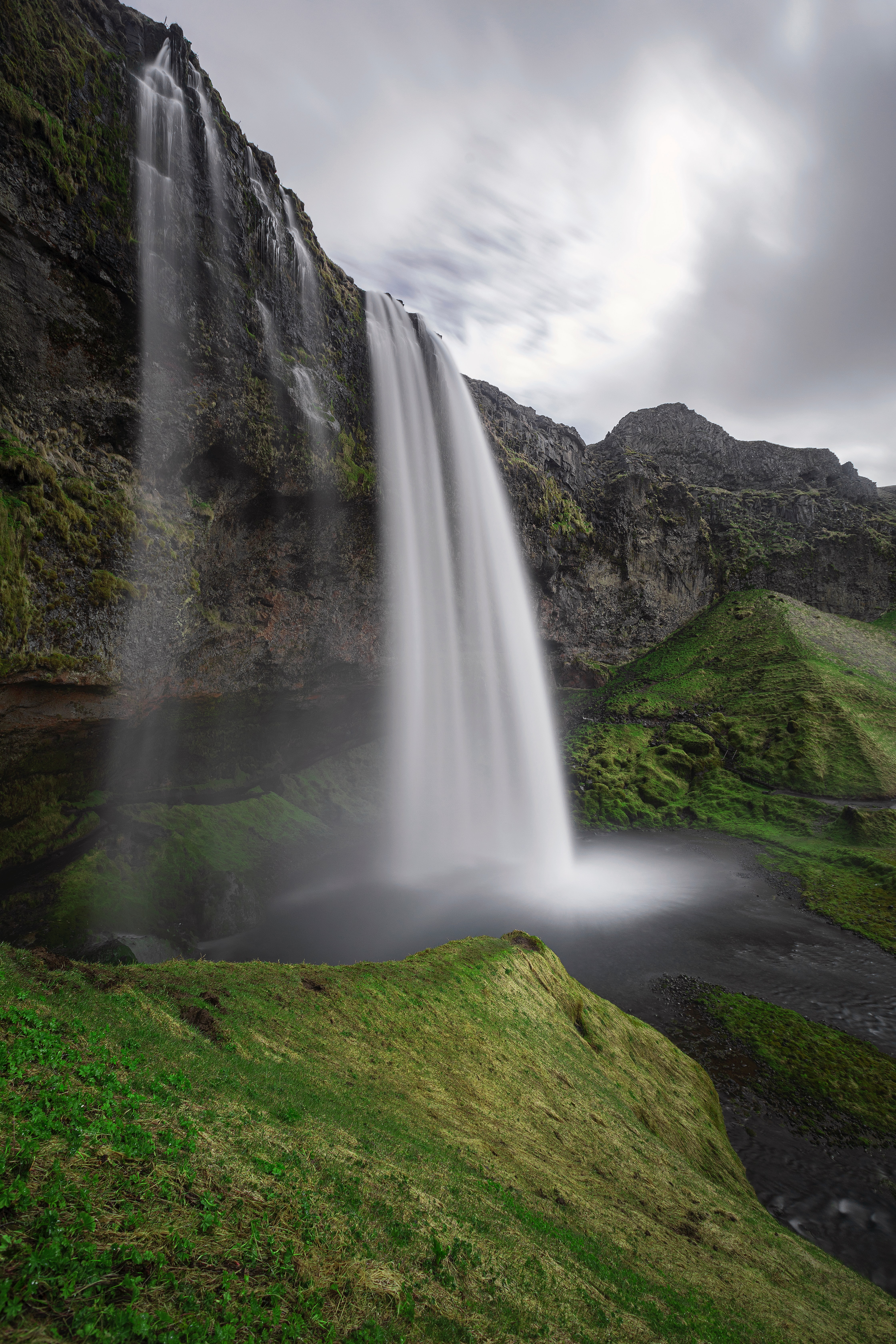 113955 скачать обои исландия, вода, водопад, пейзаж, природа, скала - заставки и картинки бесплатно
