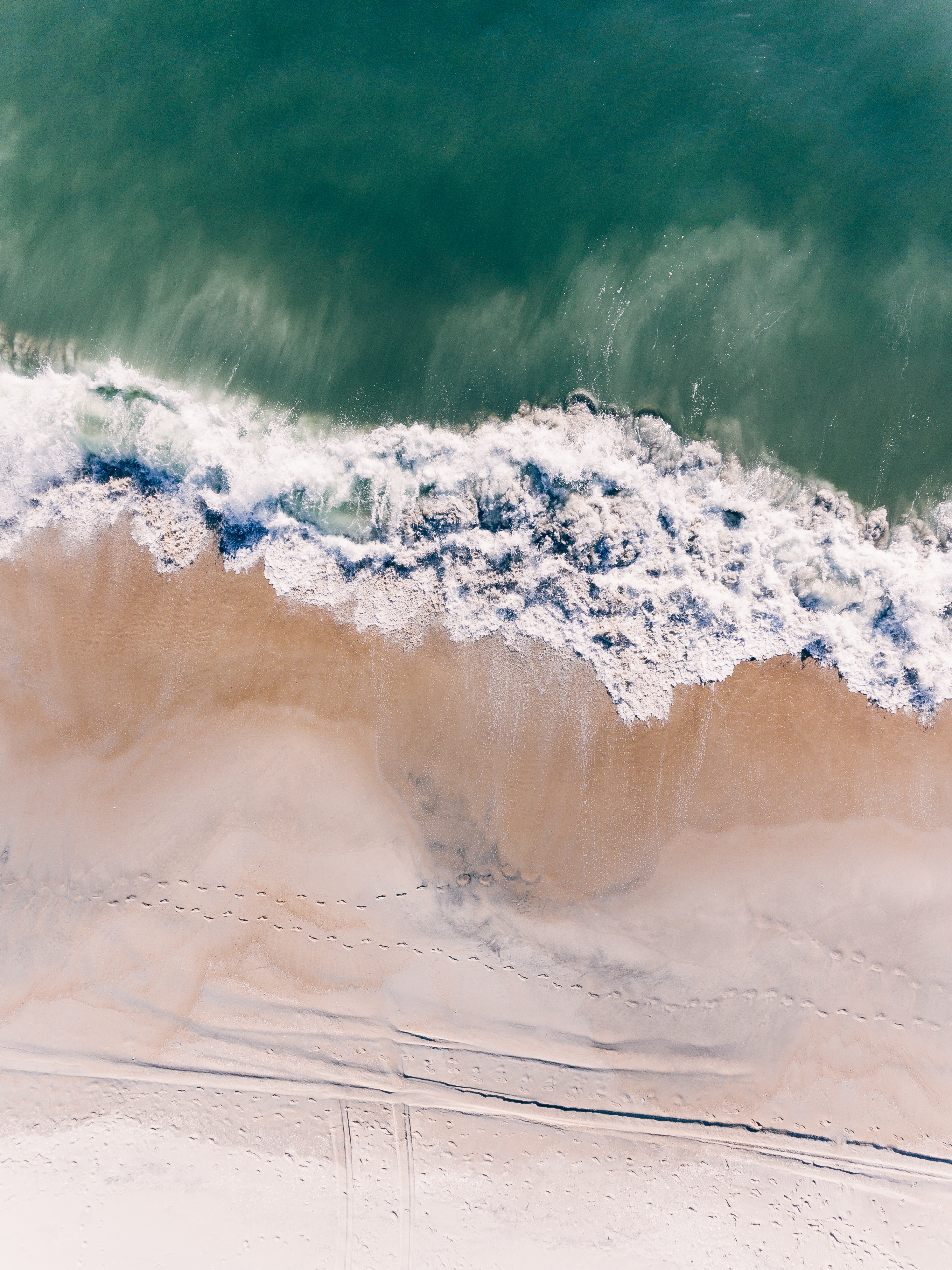 android nature, surf, sand, view from above, ocean, wave