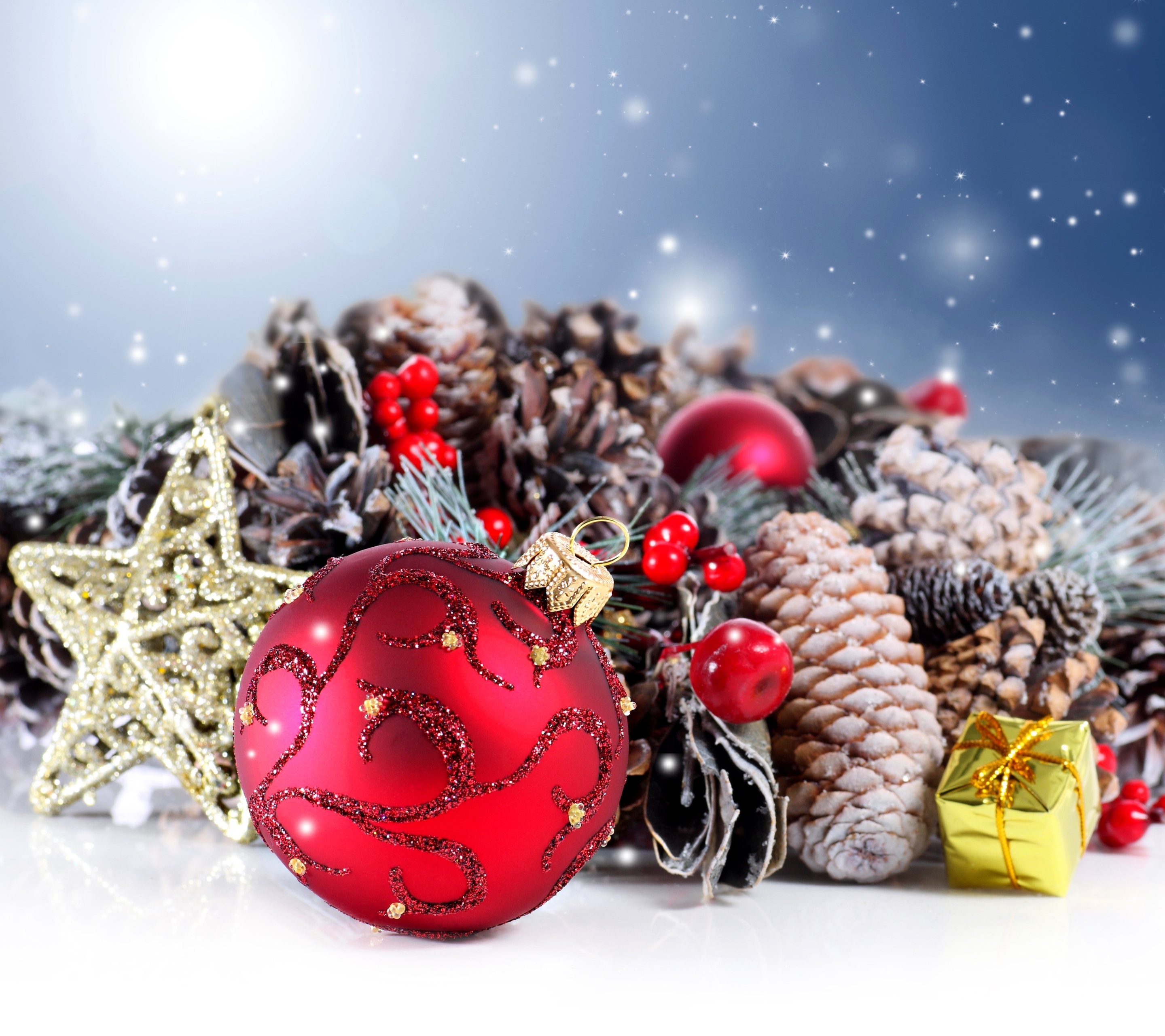 Téléchargez des papiers peints mobile Noël, Vacances, Décorations De Noël, Pomme De Pin gratuitement.