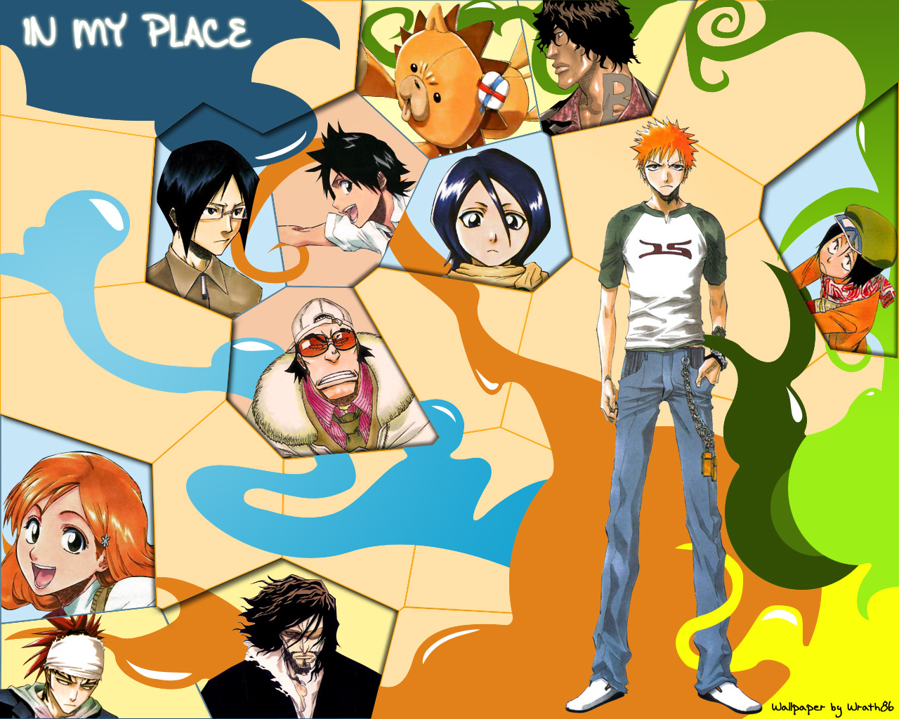 Download mobile wallpaper Anime, Bleach, Rukia Kuchiki, Renji Abarai, Ichigo Kurosaki, Hanataro Yamada, Orihime Inoue, Uryu Ishida, Yasutora Sado, Zangetsu (Bleach), Kon (Bleach), Tatsuki Arisawa for free.