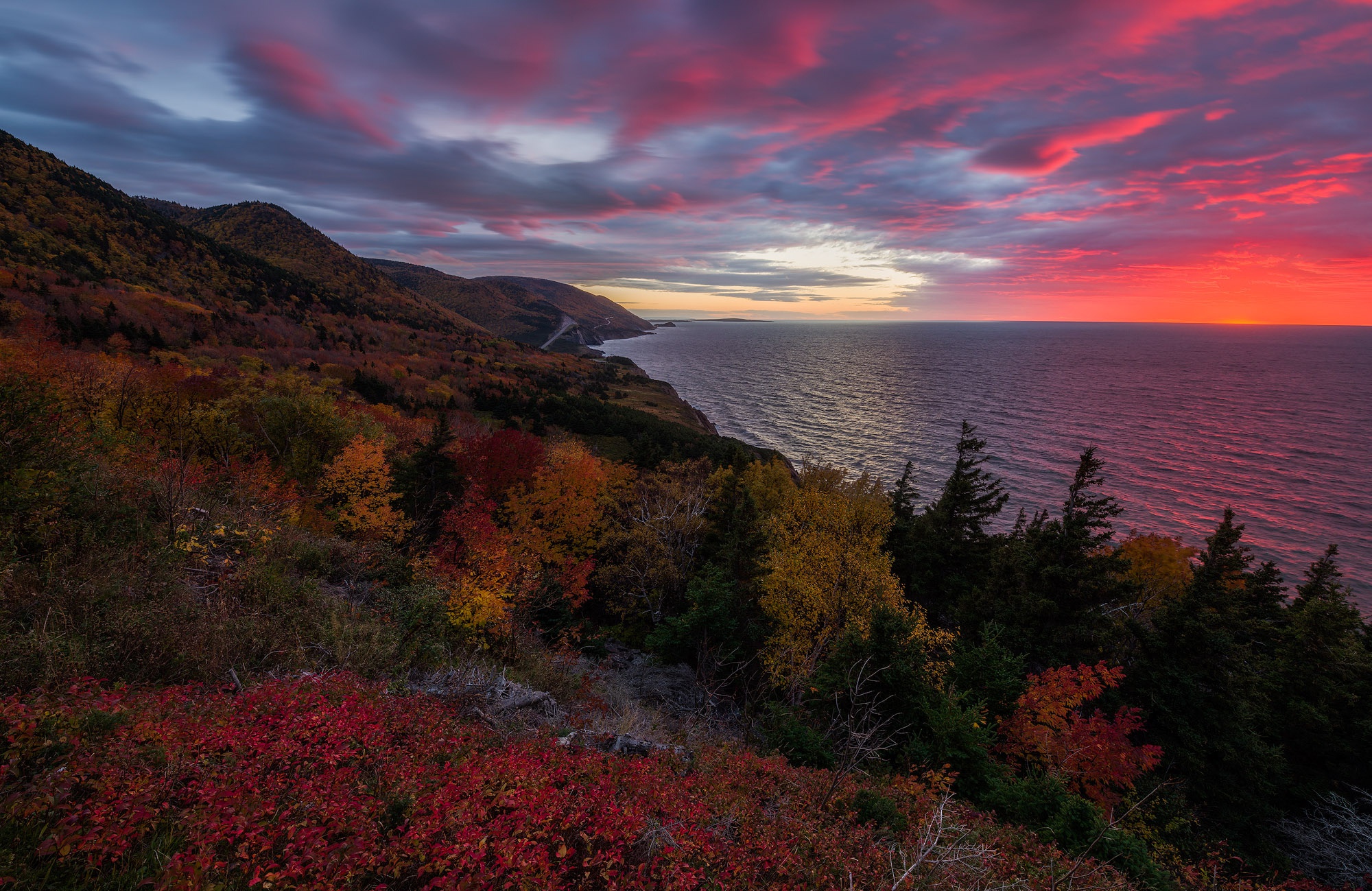 Download mobile wallpaper Nature, Sunset, Horizon, Ocean, Earth, Cloud, Coastline for free.