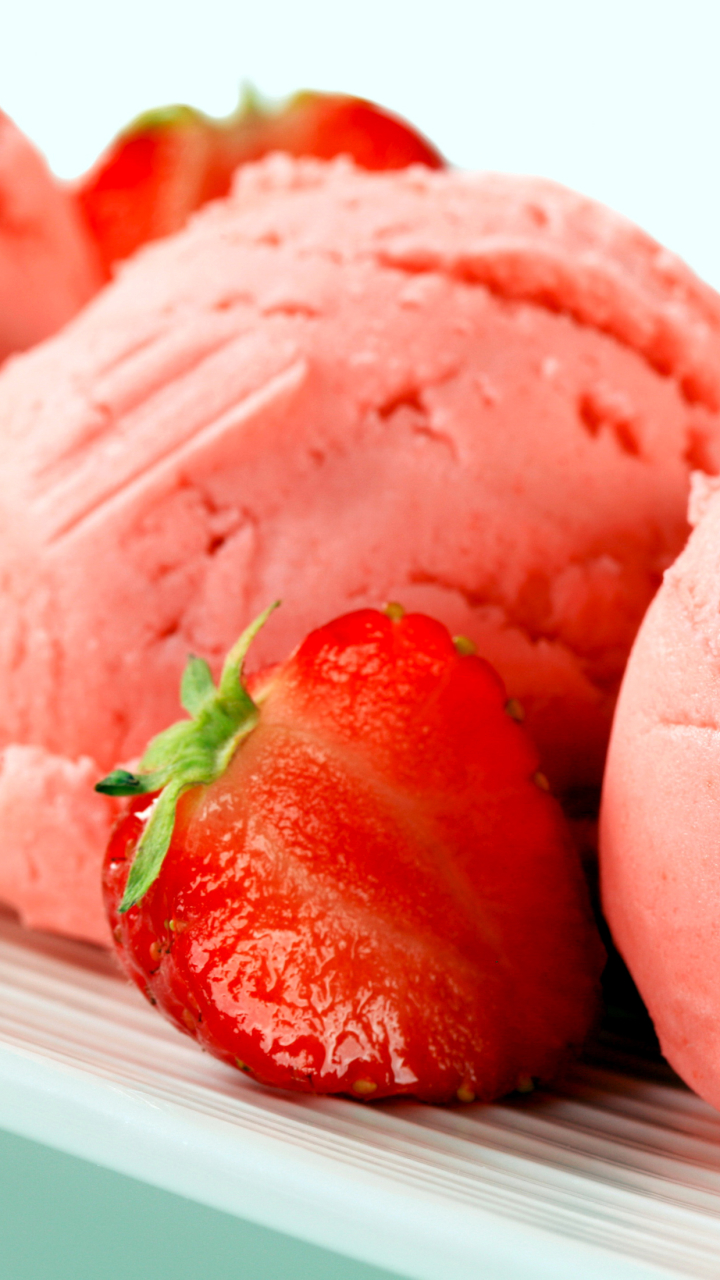 Handy-Wallpaper Erdbeere, Eiscreme, Nahrungsmittel kostenlos herunterladen.