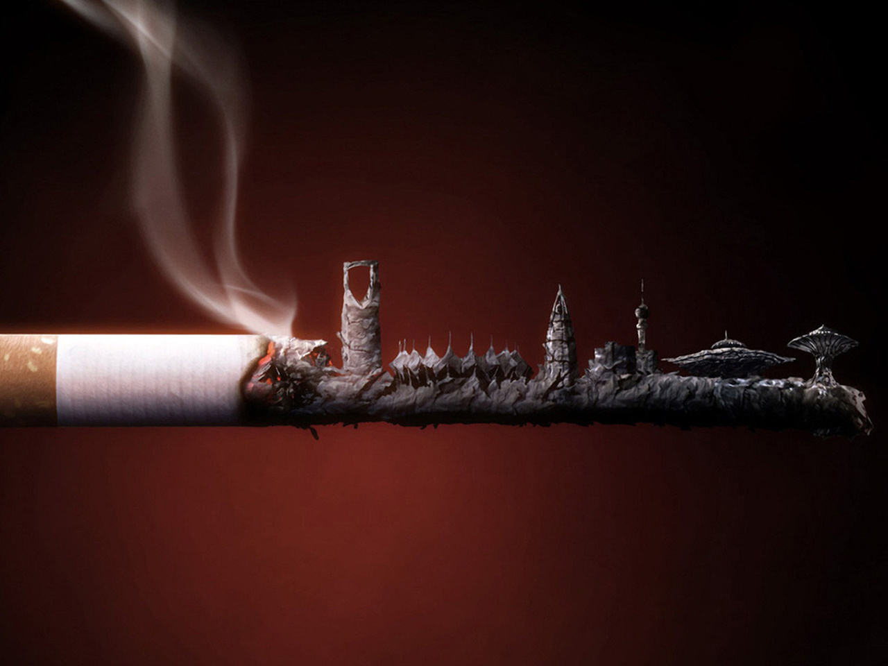 abstract, artistic, cigarette, smoke, town Full HD