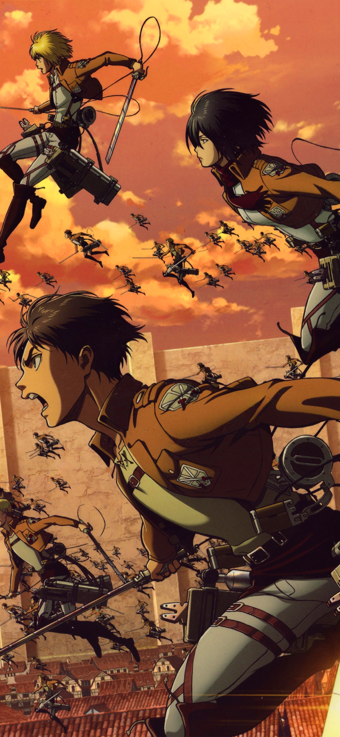 Download mobile wallpaper Anime, Armin Arlert, Eren Yeager, Mikasa Ackerman, Attack On Titan, Scouting Legion for free.