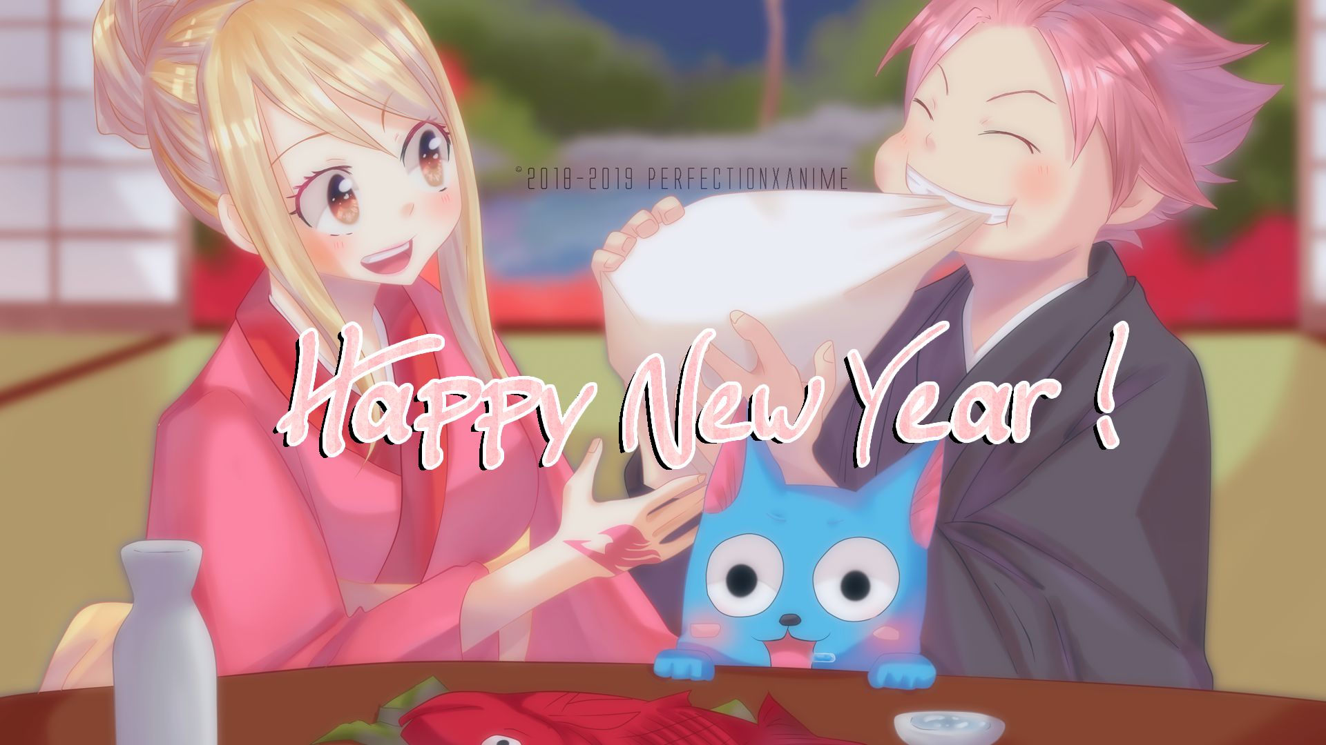 Baixe gratuitamente a imagem Anime, Fairy Tail, Lucy Heartfilia, Natsu Dragneel, Feliz (Fairy Tail) na área de trabalho do seu PC