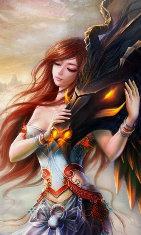 Download mobile wallpaper Fantasy, Dragon, Women for free.