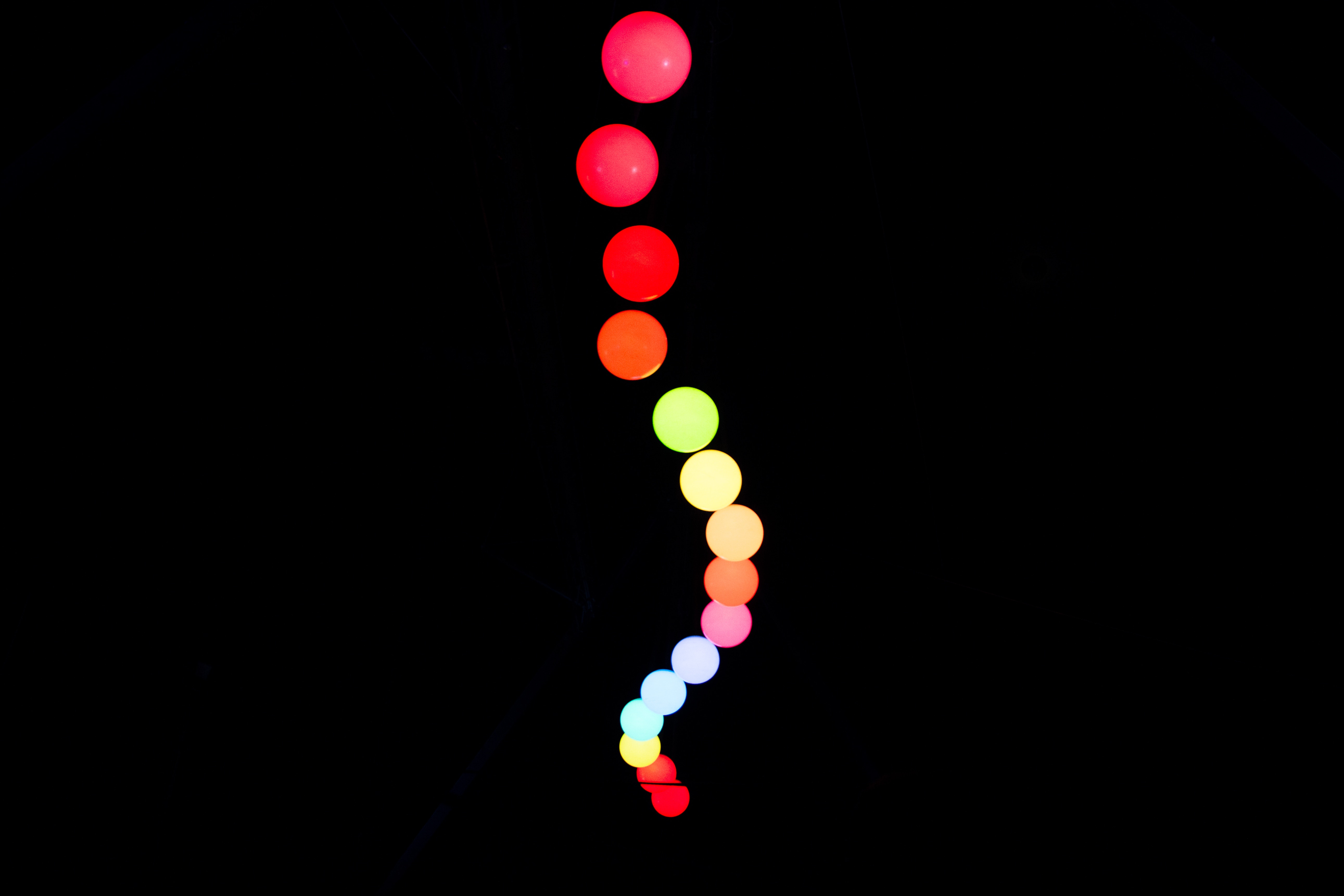 Free download wallpaper Neon, Motley, Shine, Light, Multicolored, Balls, Dark on your PC desktop