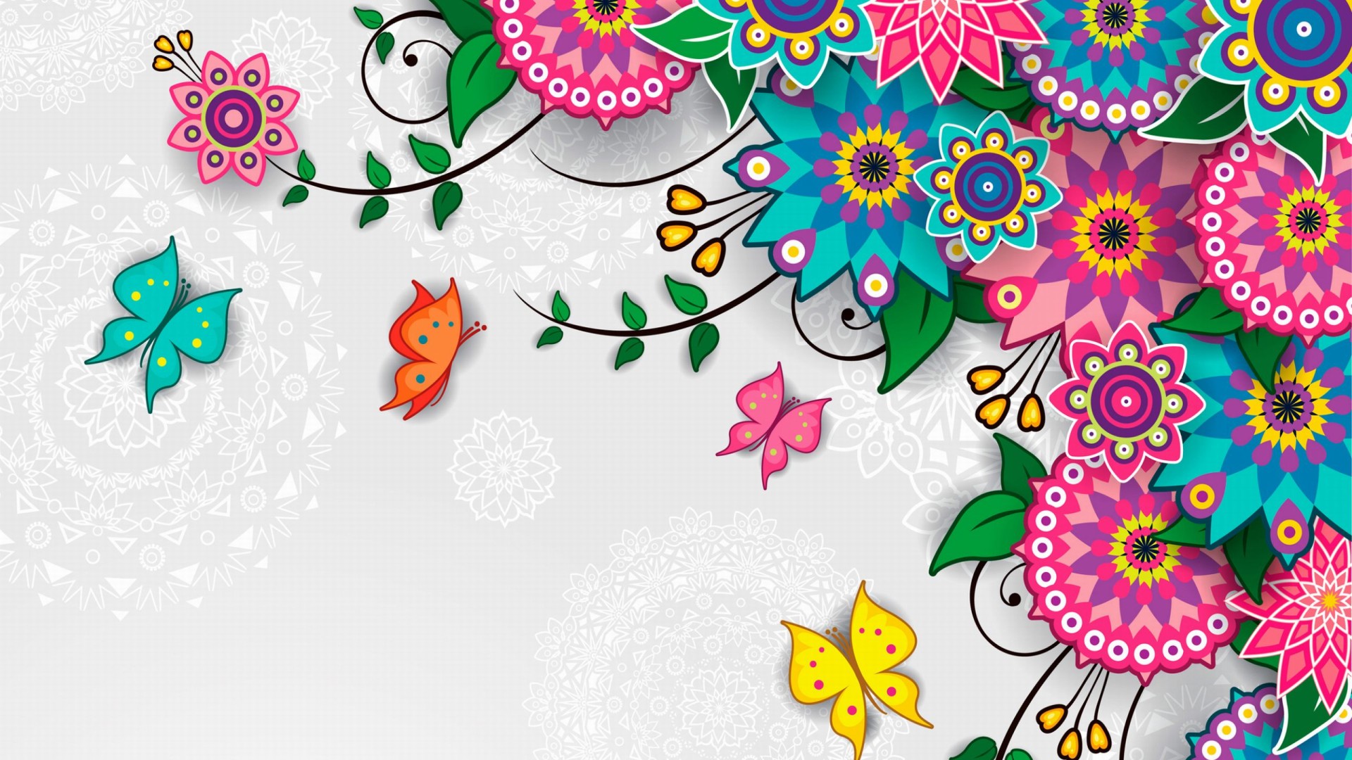 Téléchargez des papiers peints mobile Fleurs, Fleur, Couleurs, Papillon, Coloré, Printemps, Artistique gratuitement.