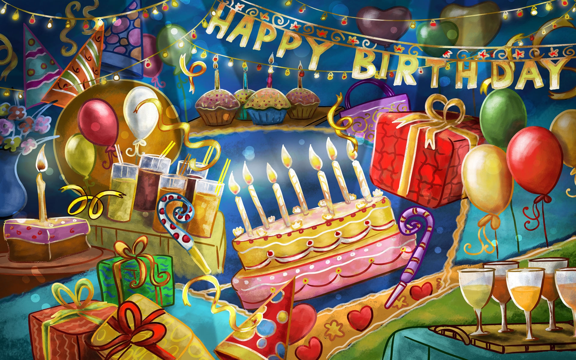 235323 descargar imagen día festivo, cumpleaños, globo, tarta, regalo, feliz cumpleaños: fondos de pantalla y protectores de pantalla gratis