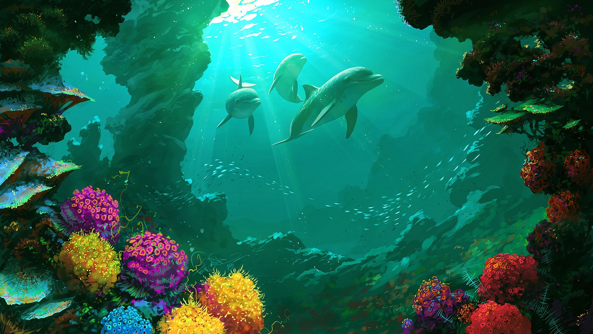 729049 завантажити картинку тварина, дельфін, кораловий, під водою - шпалери і заставки безкоштовно