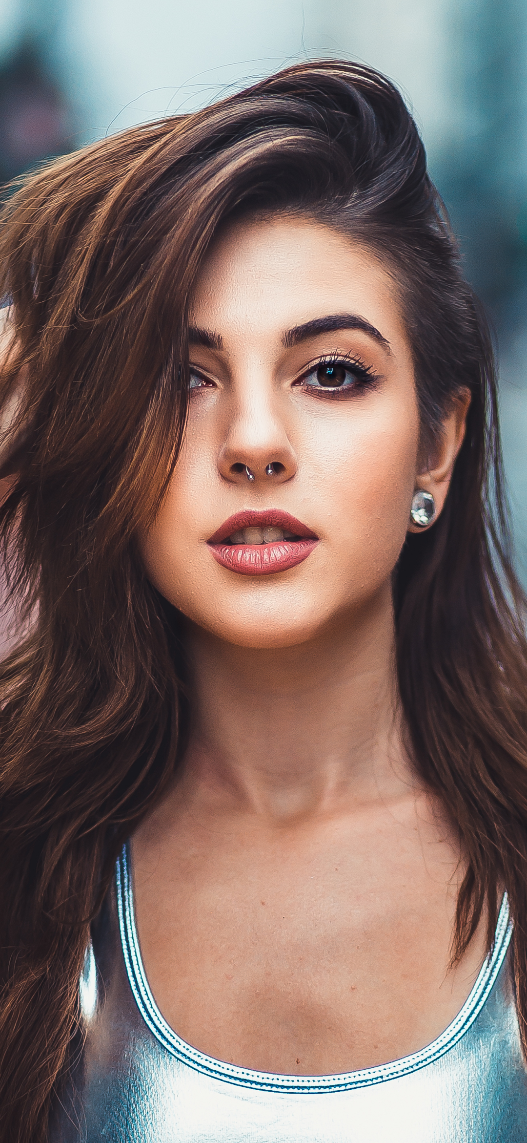 Download mobile wallpaper Face, Brunette, Model, Women, Brown Eyes for free.