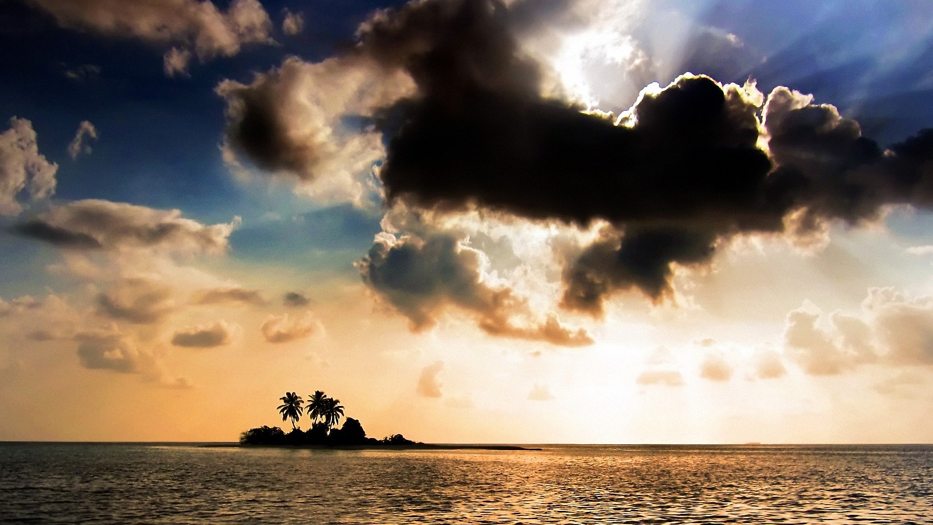 Free download wallpaper Water, Sunset, Sky, Tree, Ocean, Earth, Island, Cloud on your PC desktop