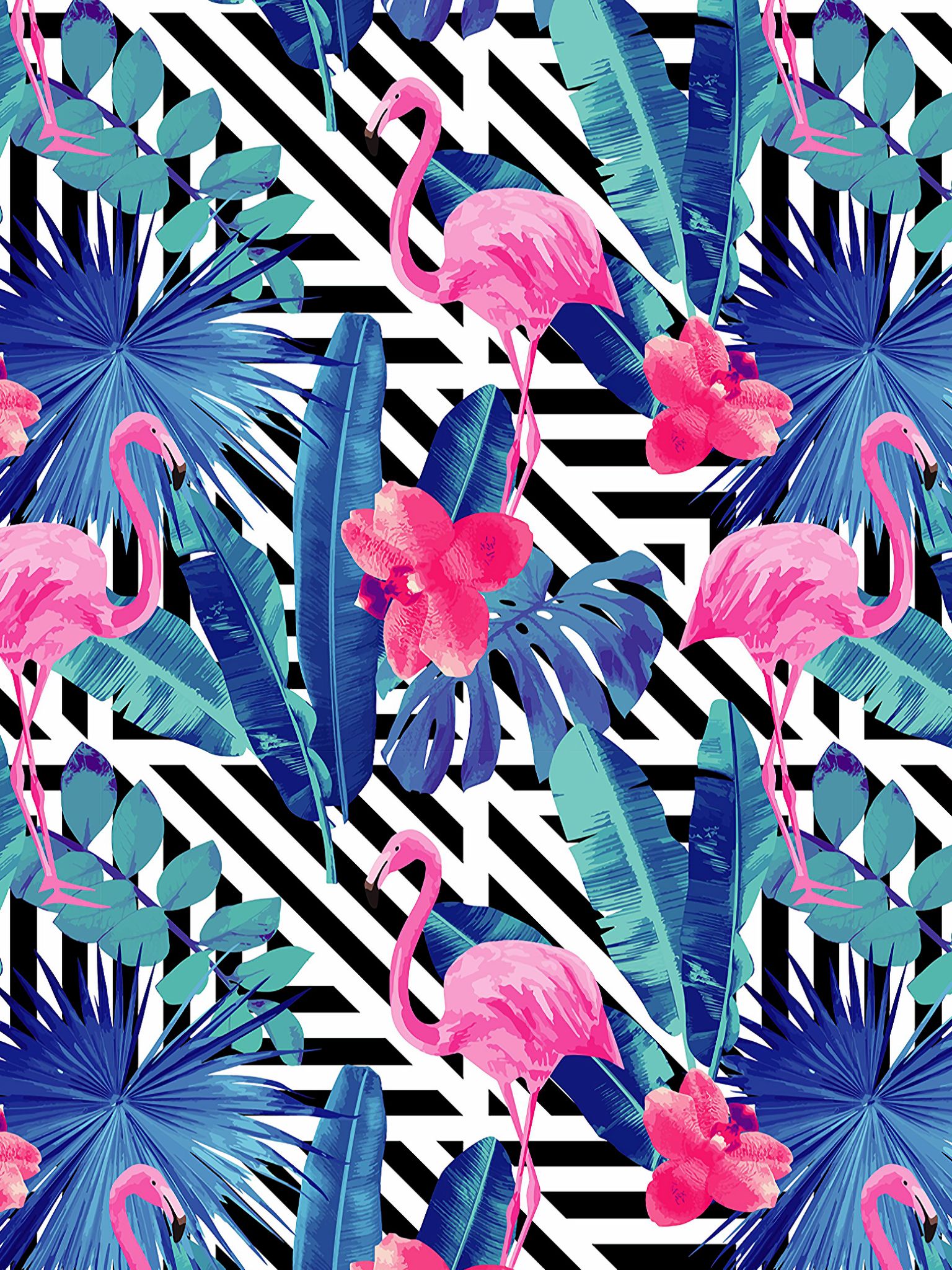 Download mobile wallpaper Pink, Flamingo, Pattern, Animal, Artistic, Trippy for free.