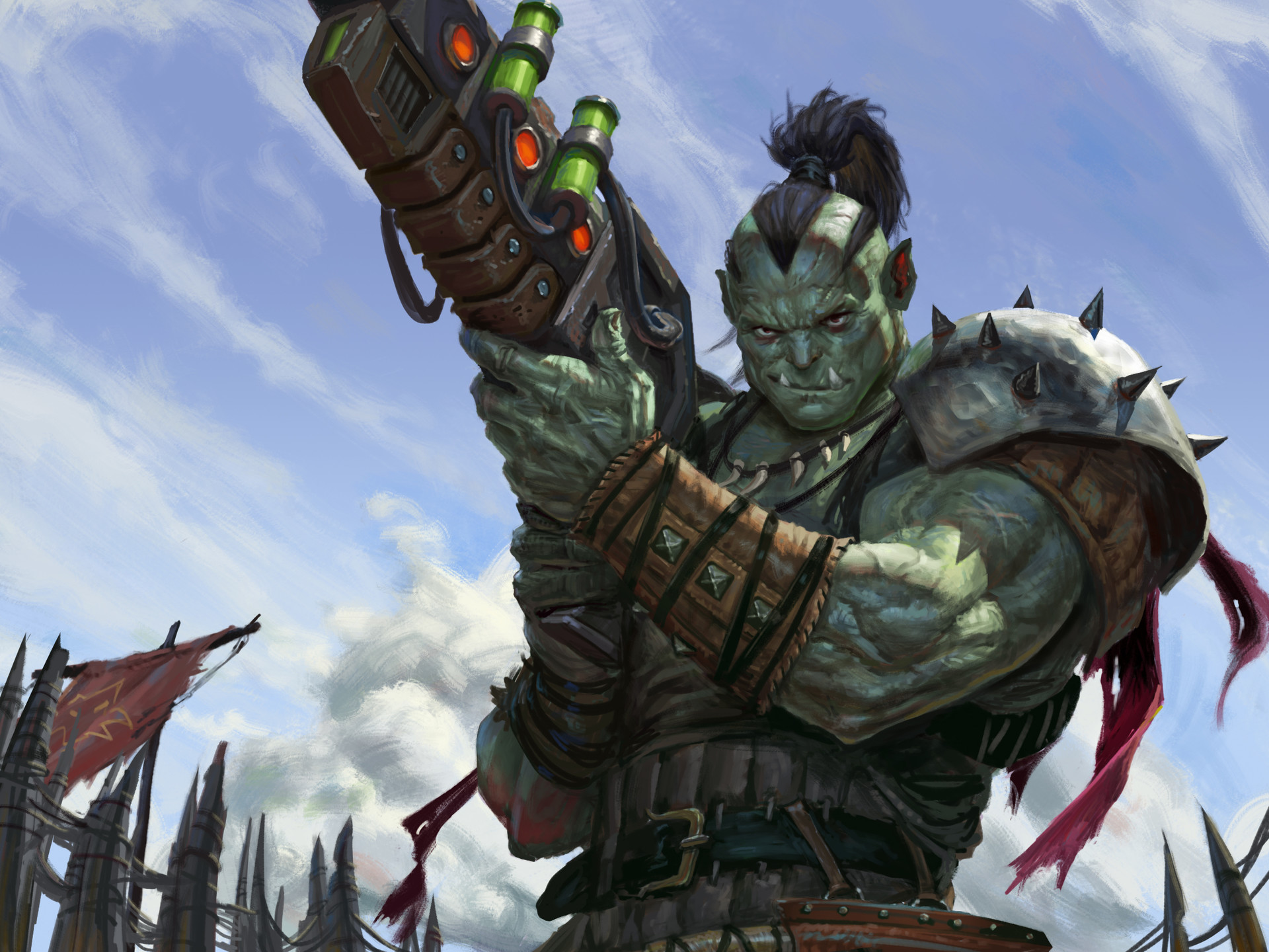 Free download wallpaper Fantasy, Weapon, Warrior, Orc on your PC desktop