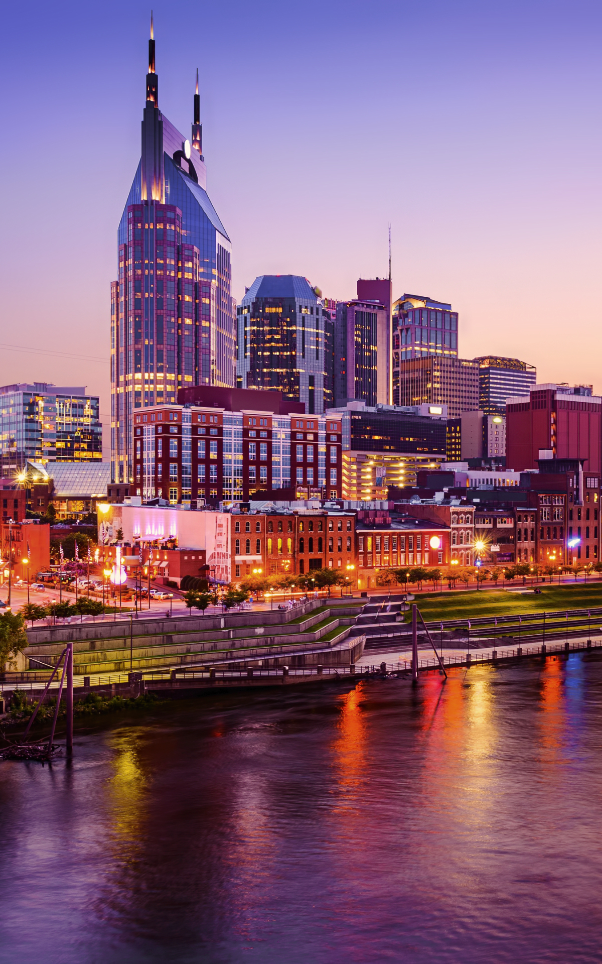 Download mobile wallpaper Cities, Sunset, Man Made, Nashville for free.