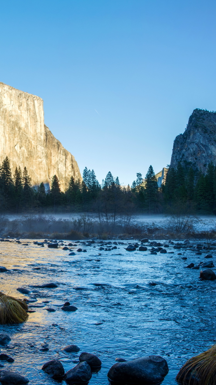 Download mobile wallpaper Usa, Mountain, Earth, California, National Park, River, Yosemite National Park for free.