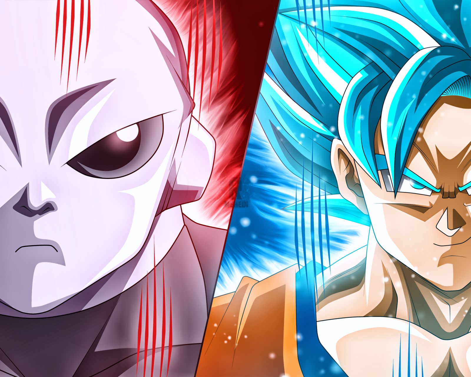 Free download wallpaper Anime, Dragon Ball, Goku, Dragon Ball Super, Ssgss Goku, Jiren (Dragon Ball) on your PC desktop