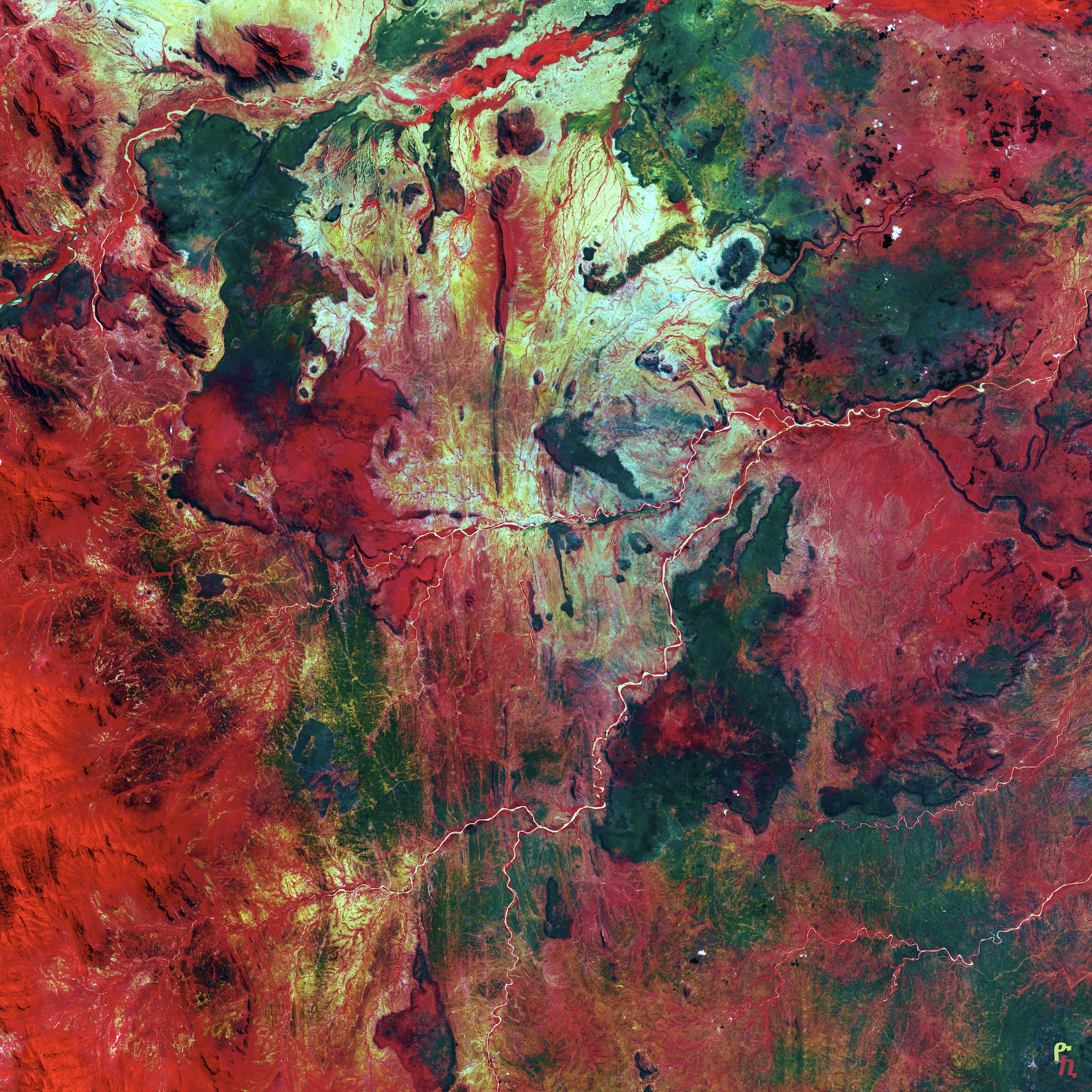 river, surface, nature, rivers, red, view from above, relief