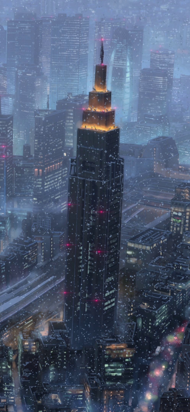 Handy-Wallpaper Stadt, Tokio, Schneefall, Nacht, Animes, Großstadt, Your Name Gestern Heute Und Für Immer, Kimi No Na Wa kostenlos herunterladen.