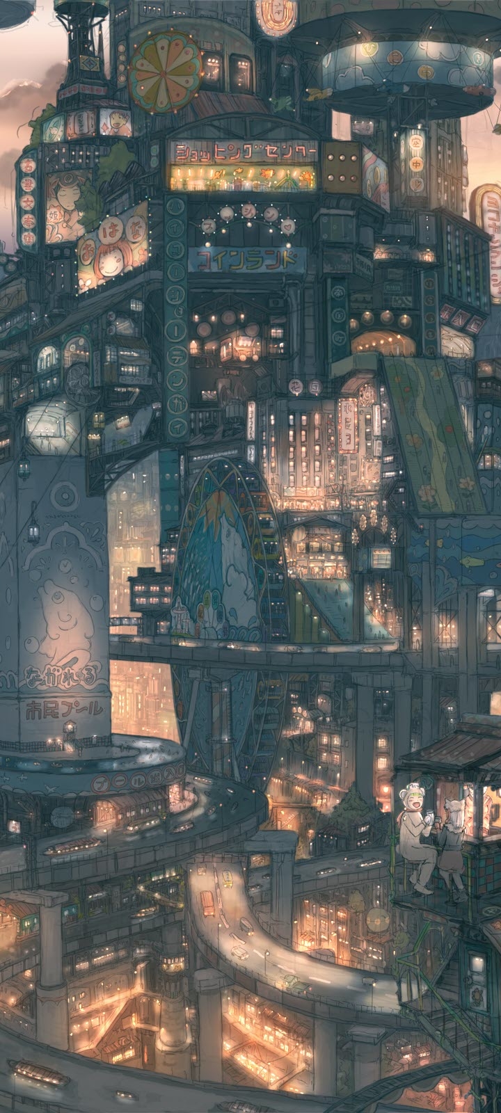 Baixar papel de parede para celular de Anime, Noite, Cidade, Futurista, Futurístico gratuito.