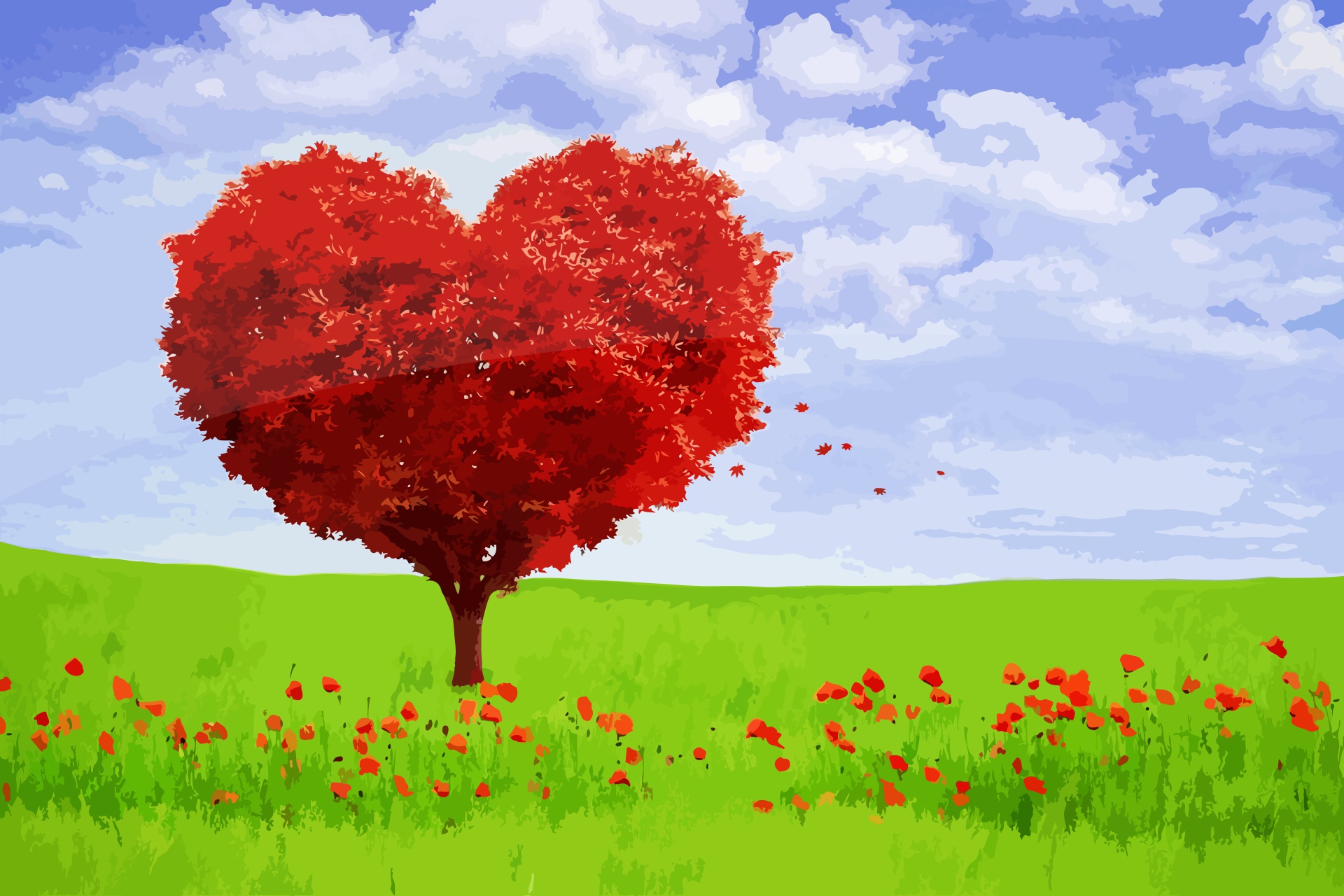 Download mobile wallpaper Tree, Artistic, Heart Shaped for free.