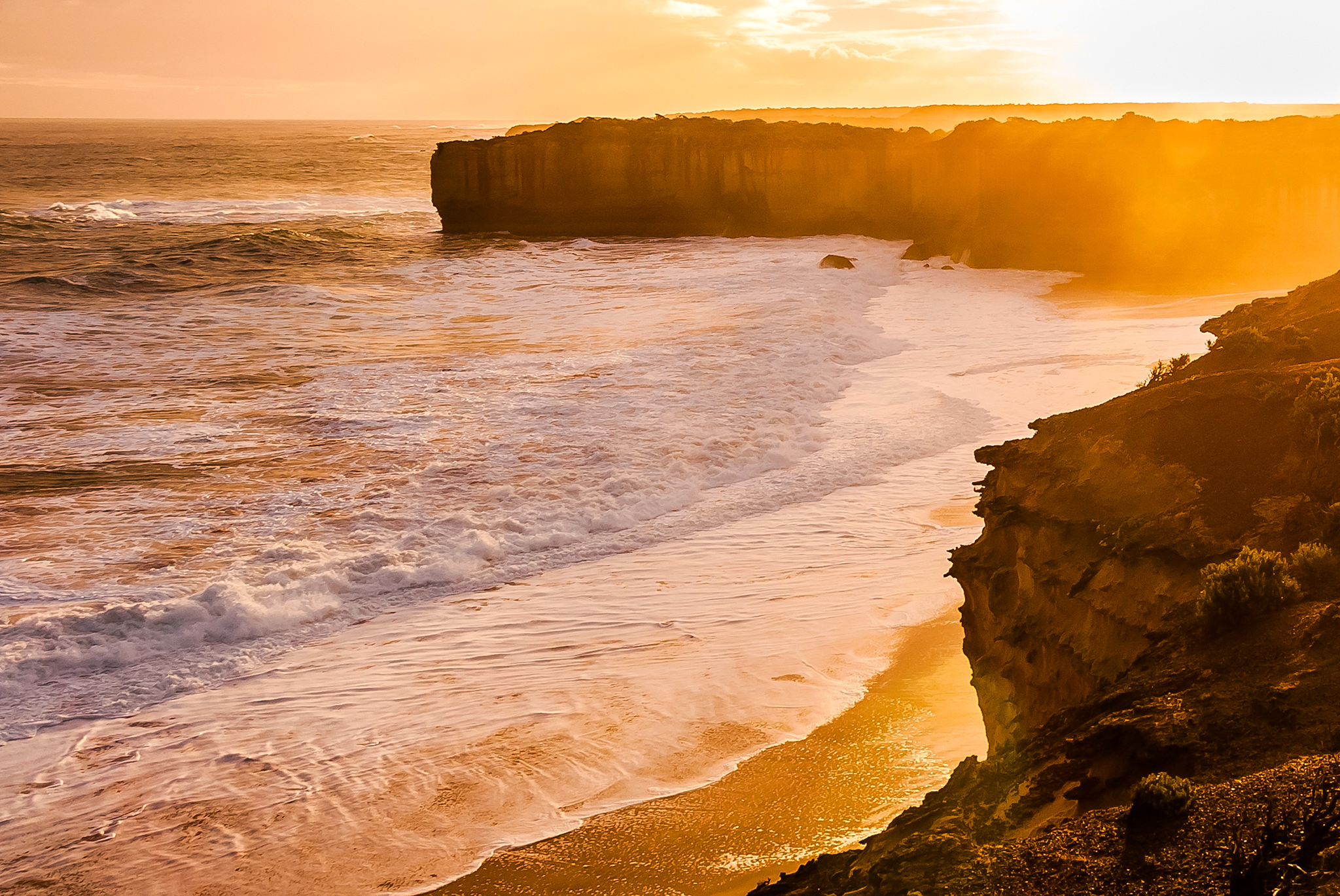 Free download wallpaper Nature, Water, Sunset, Ocean, Earth, Cliff, Coastline on your PC desktop