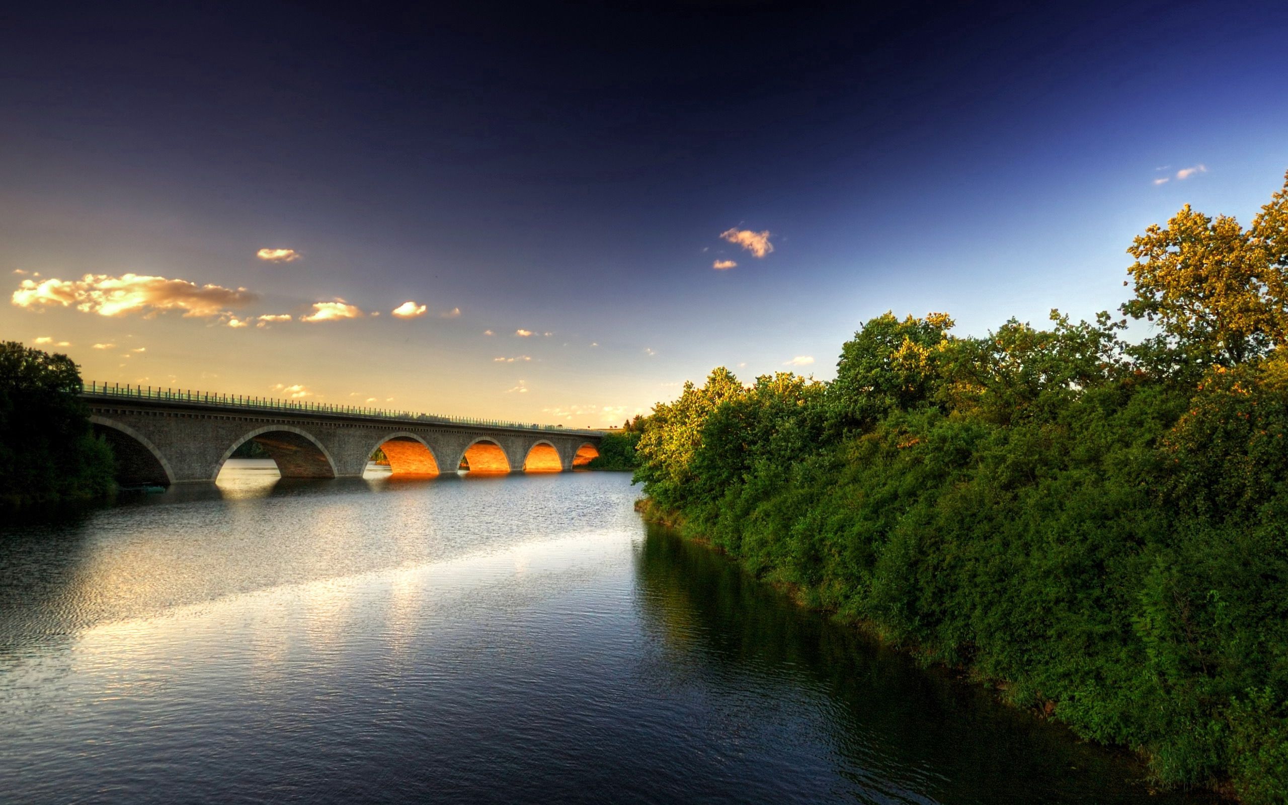 Free download wallpaper Sky, Bridge, Rivers, Trees, Nature on your PC desktop