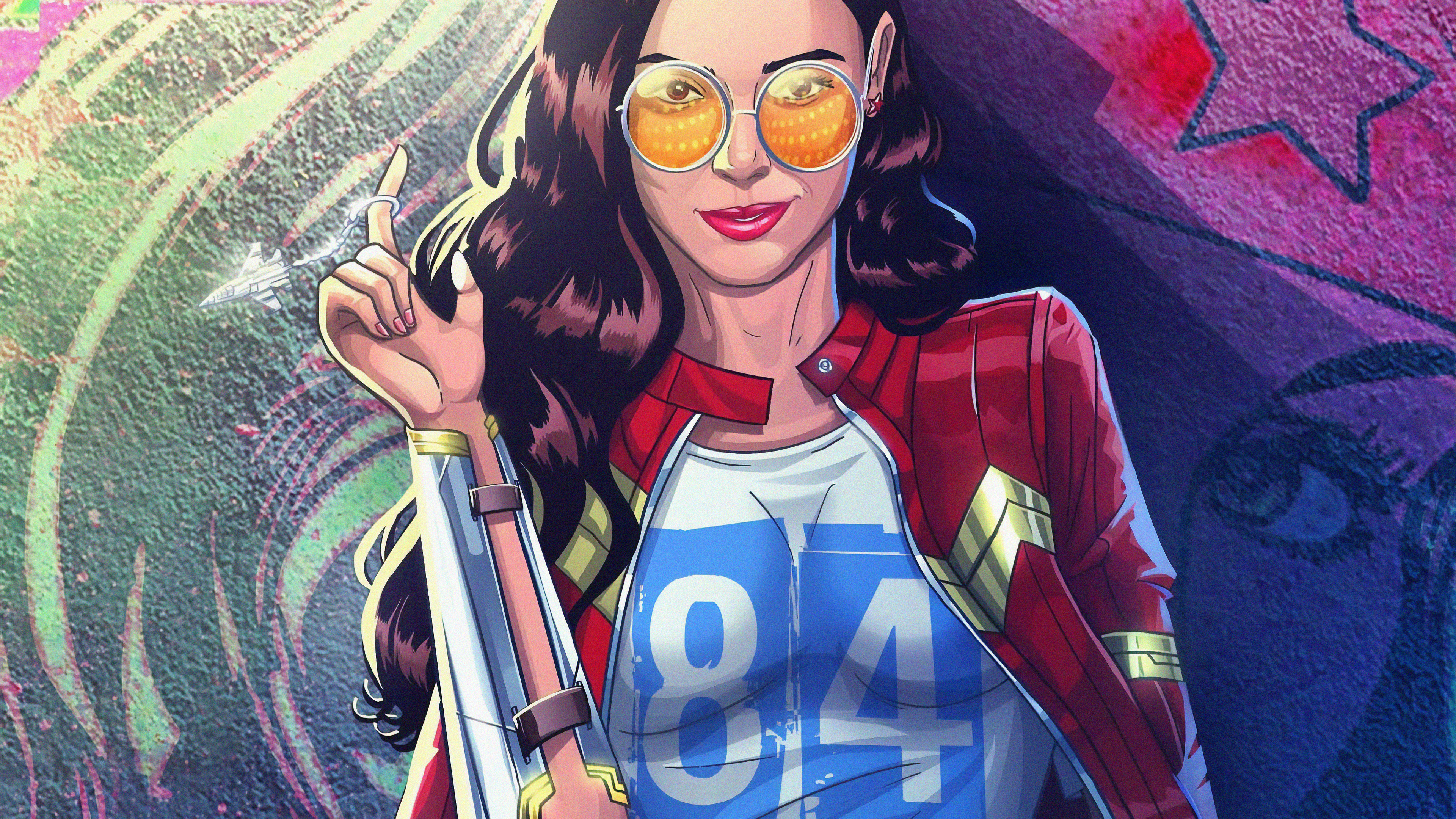 Download mobile wallpaper Sunglasses, Comics, Brown Hair, Dc Comics, Lipstick, Wonder Woman for free.
